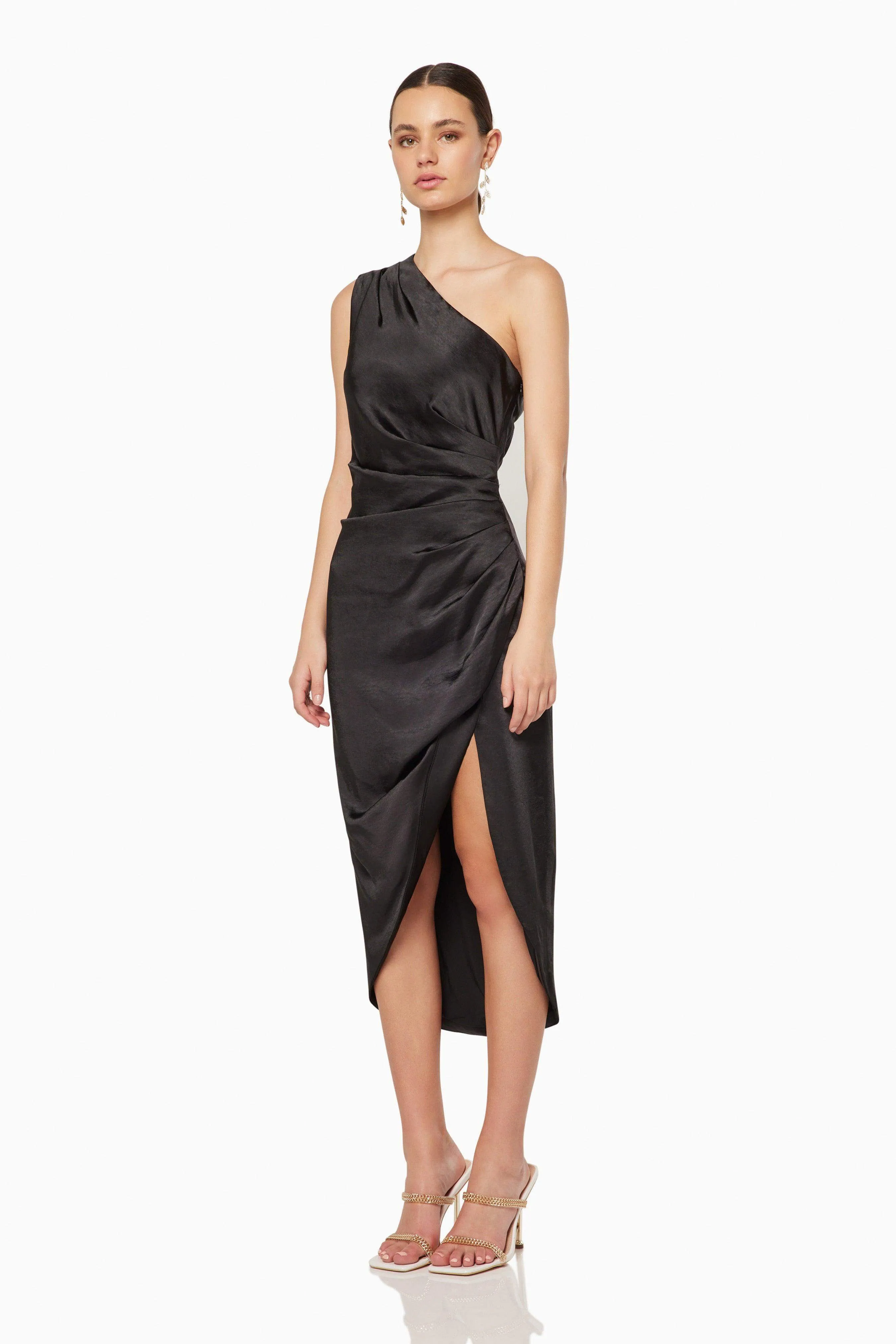 Cassini One Shoulder Midi Dress in Black sold by Elliatt product image thumbnail 3