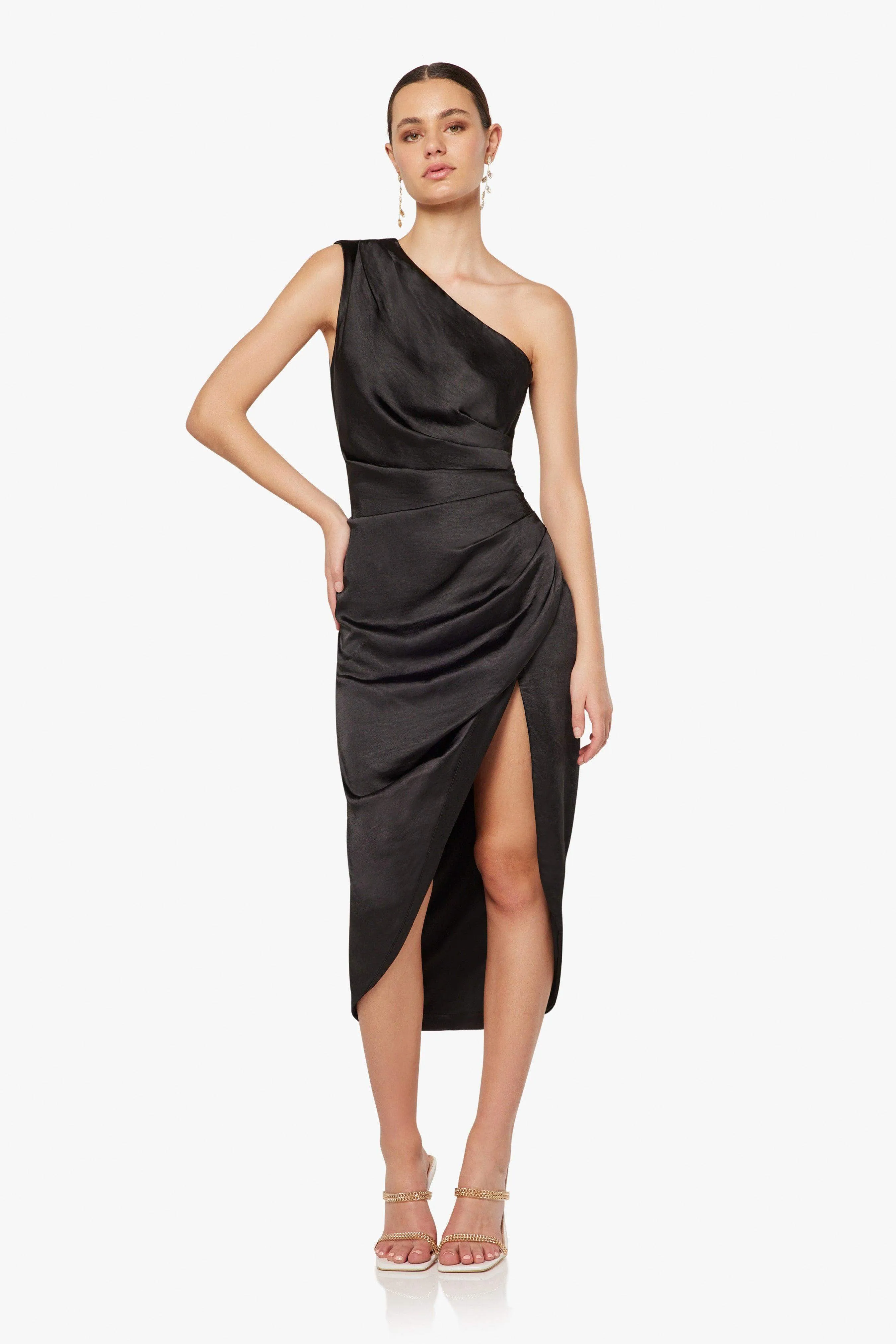 Cassini One Shoulder Midi Dress in Black sold by Elliatt product image thumbnail 4