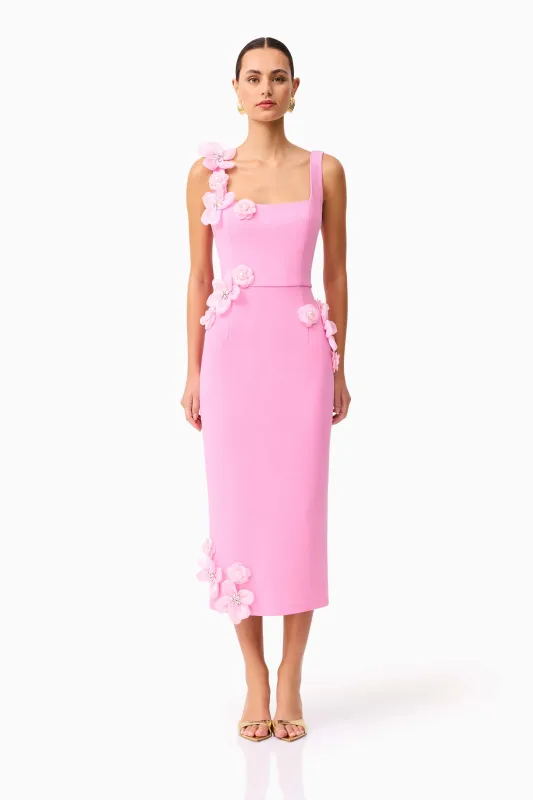 Chantelle 3D Midi Dress in Pink sold by Elliatt