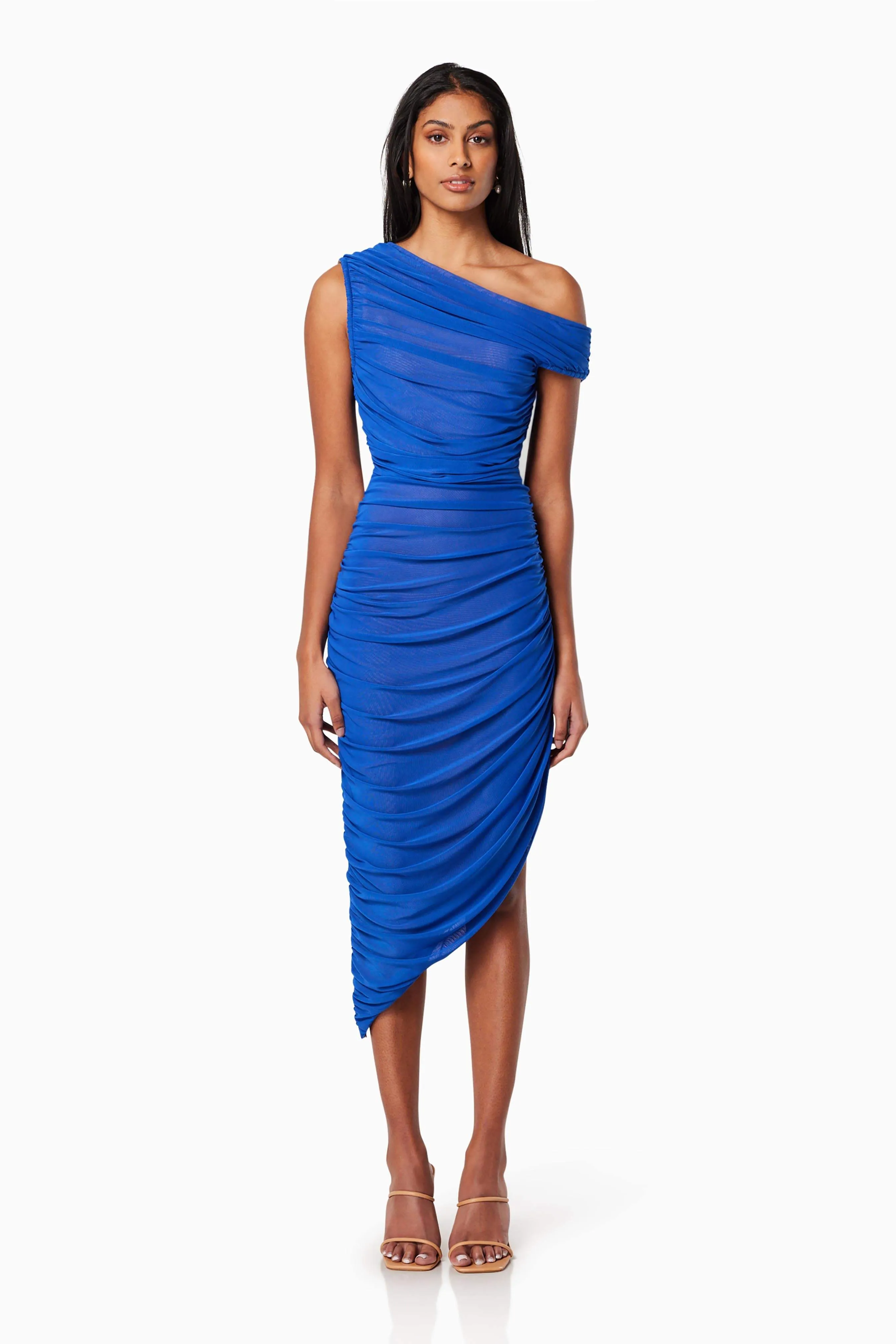 Rome Fitted Midi Dress In Blue sold by Elliatt