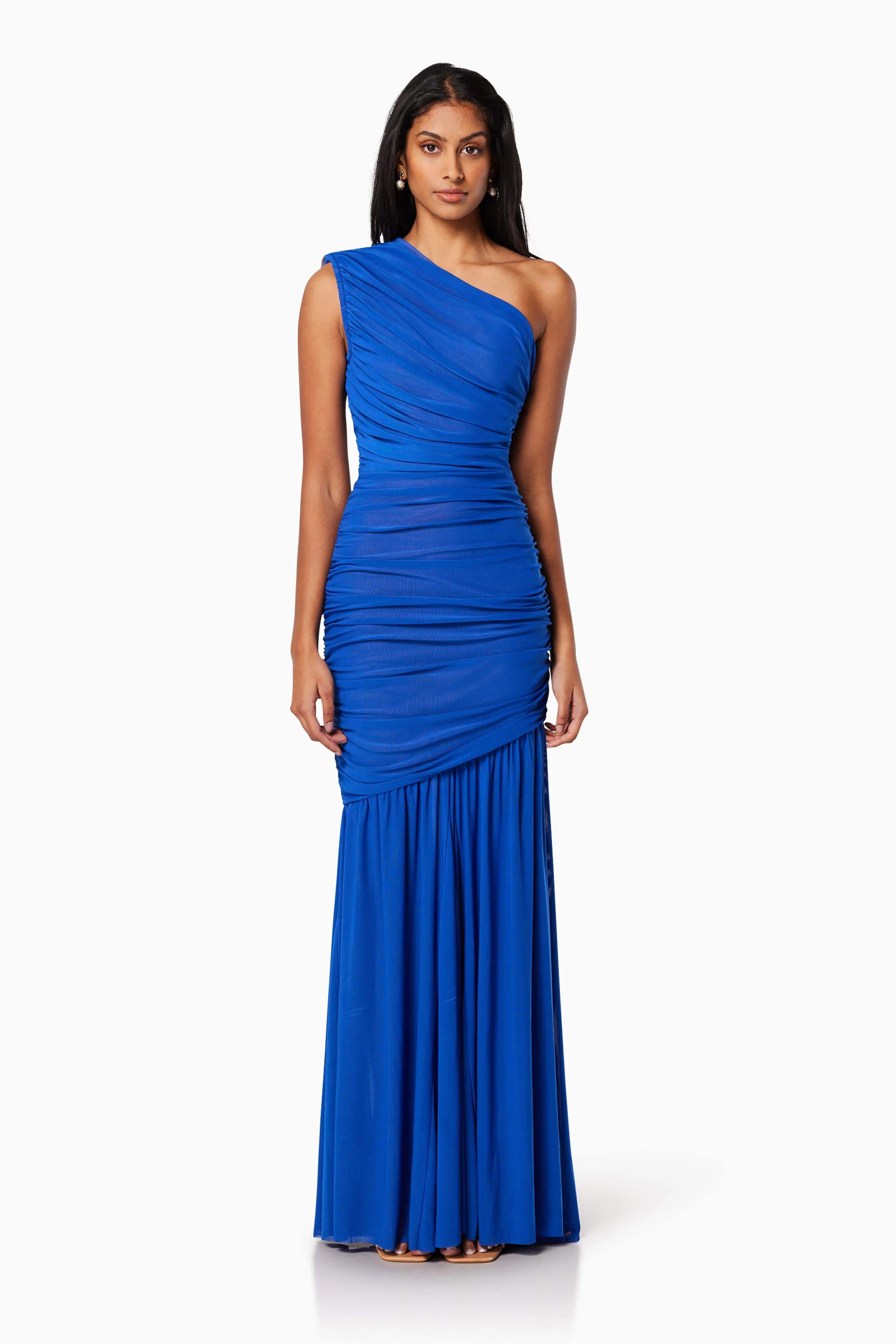 Vienna Fitted Maxi Gown In Blue sold by Elliatt