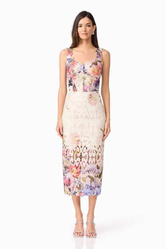 Matila Lace Midi Dress in Floral made by Elliatt
