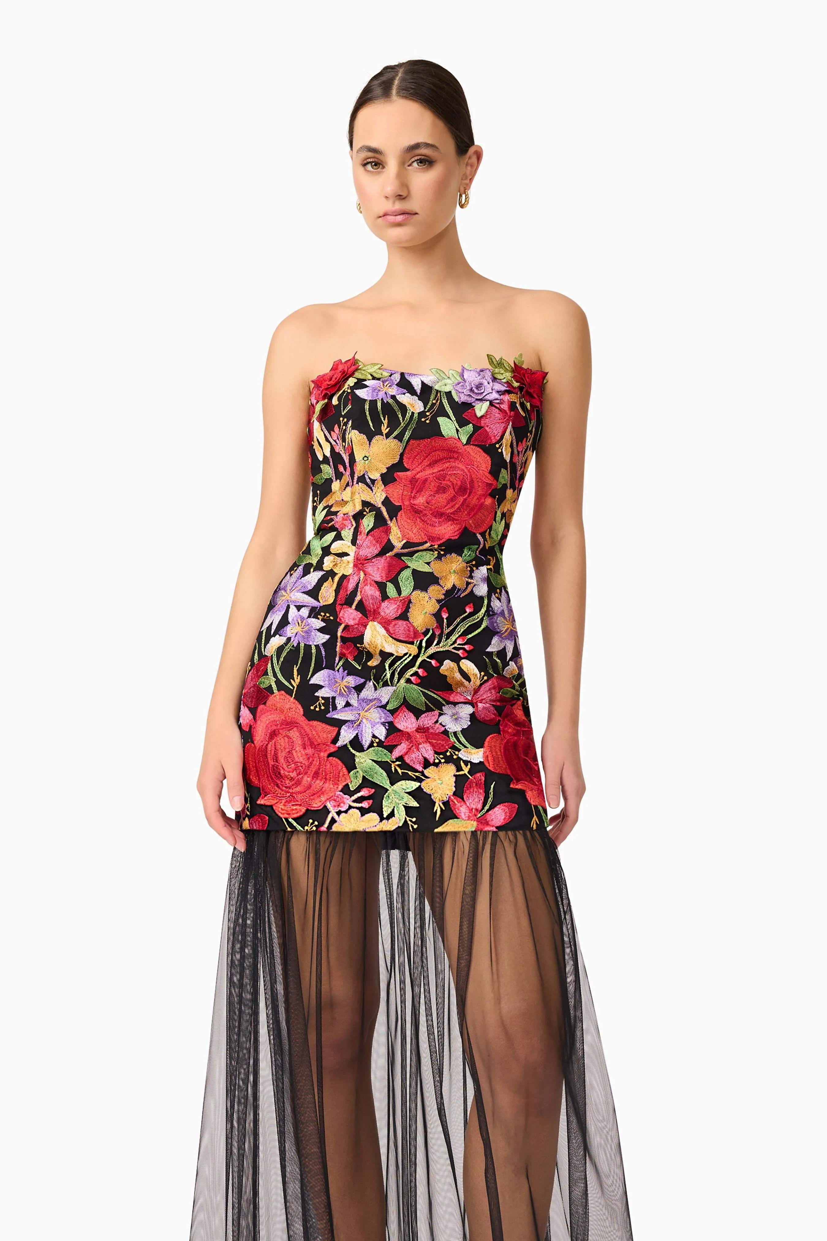 Talia Strapless Maxi Dress in Black Floral sold by Elliatt product image thumbnail 3
