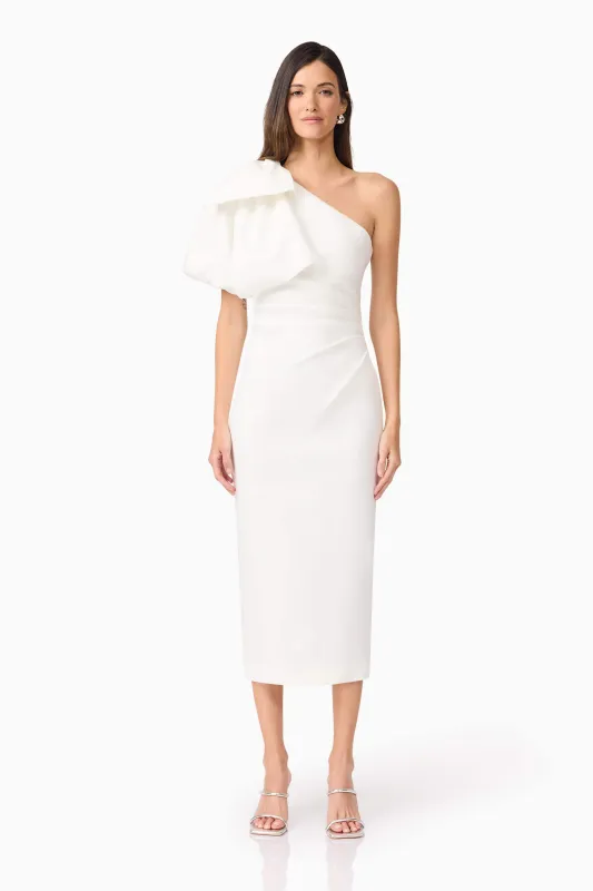 Elysie Midi Dress in White sold by Elliatt
