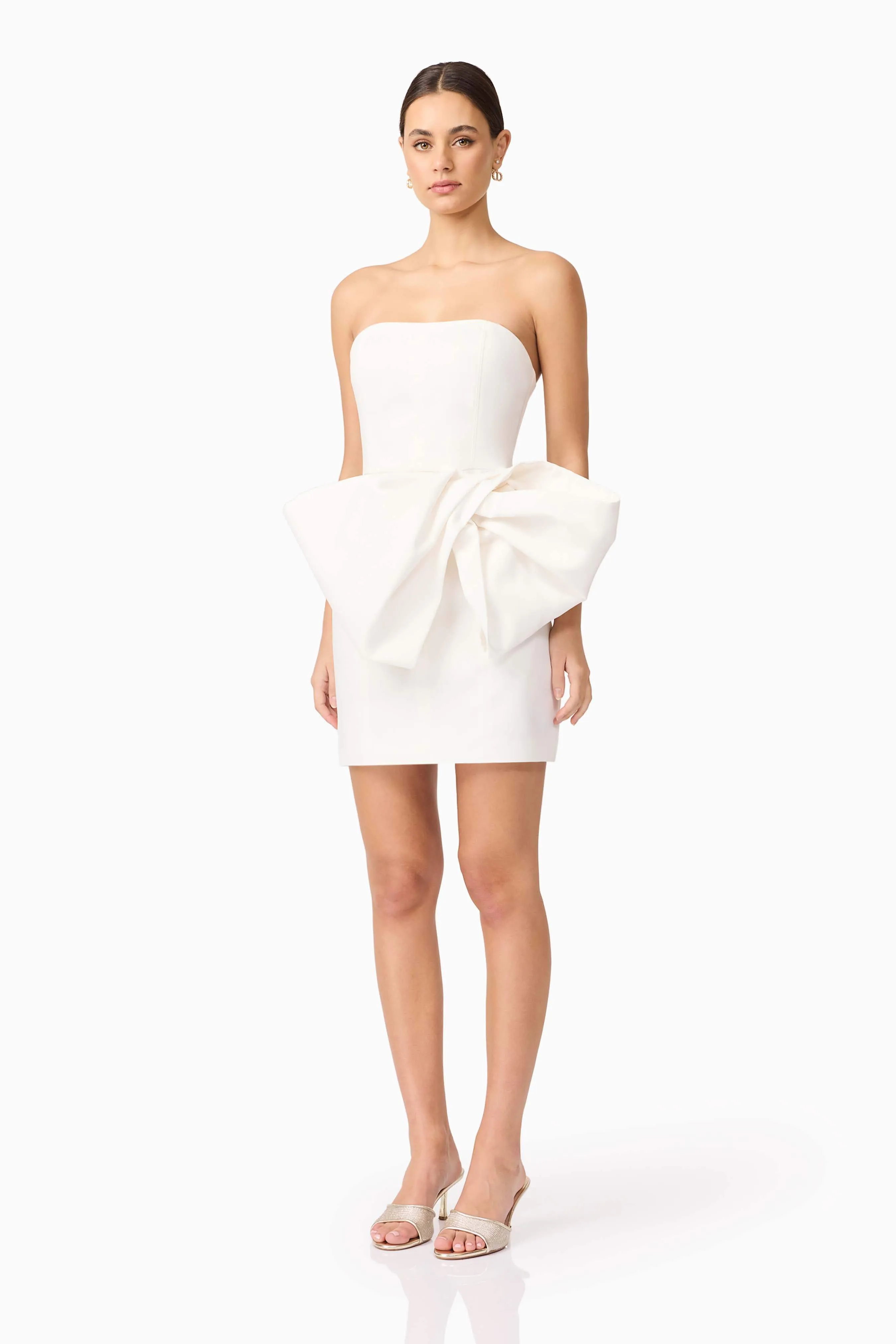 Elysie Bow Mini Dress in White sold by Elliatt product image thumbnail 4