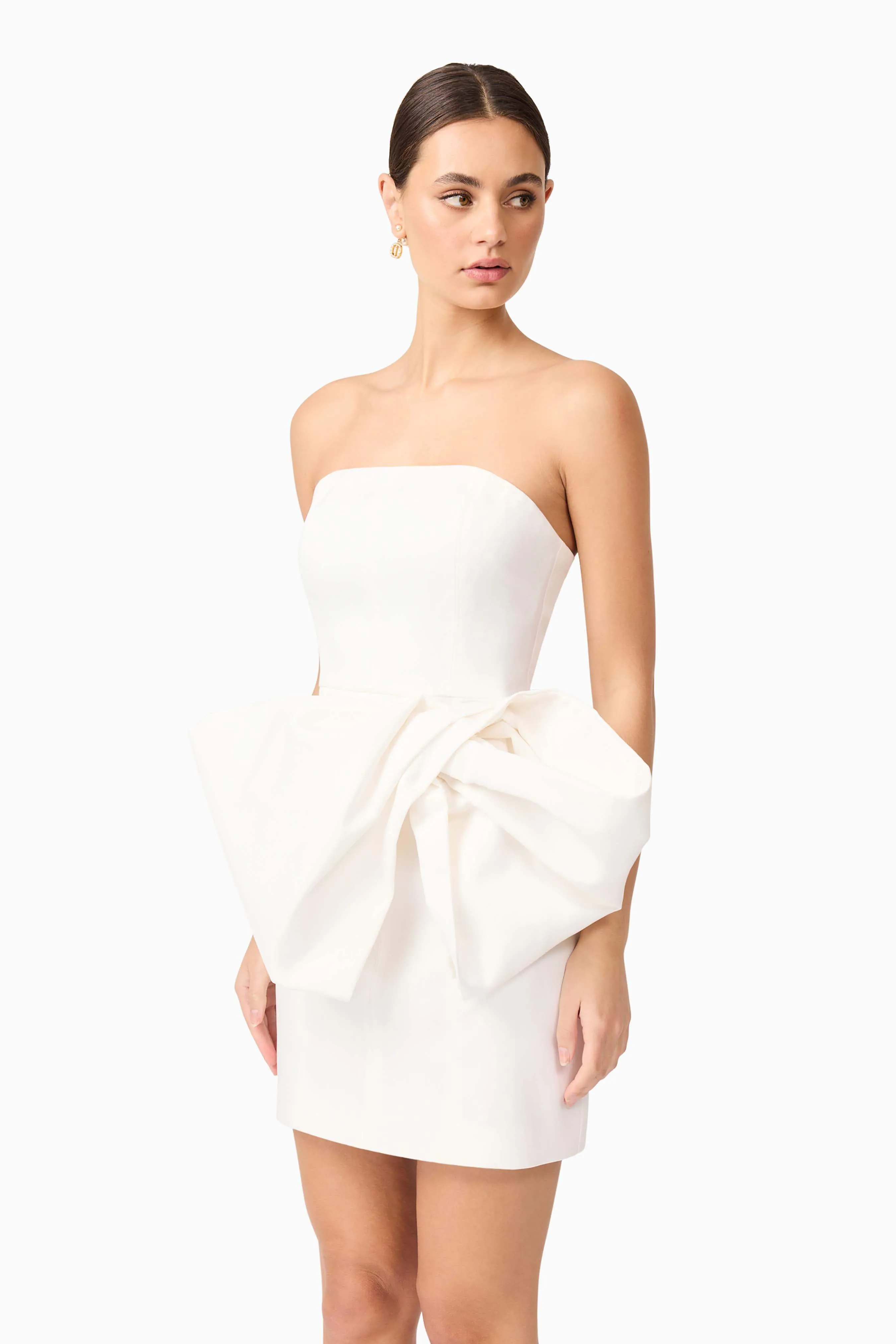 Elysie Bow Mini Dress in White sold by Elliatt product image thumbnail 2