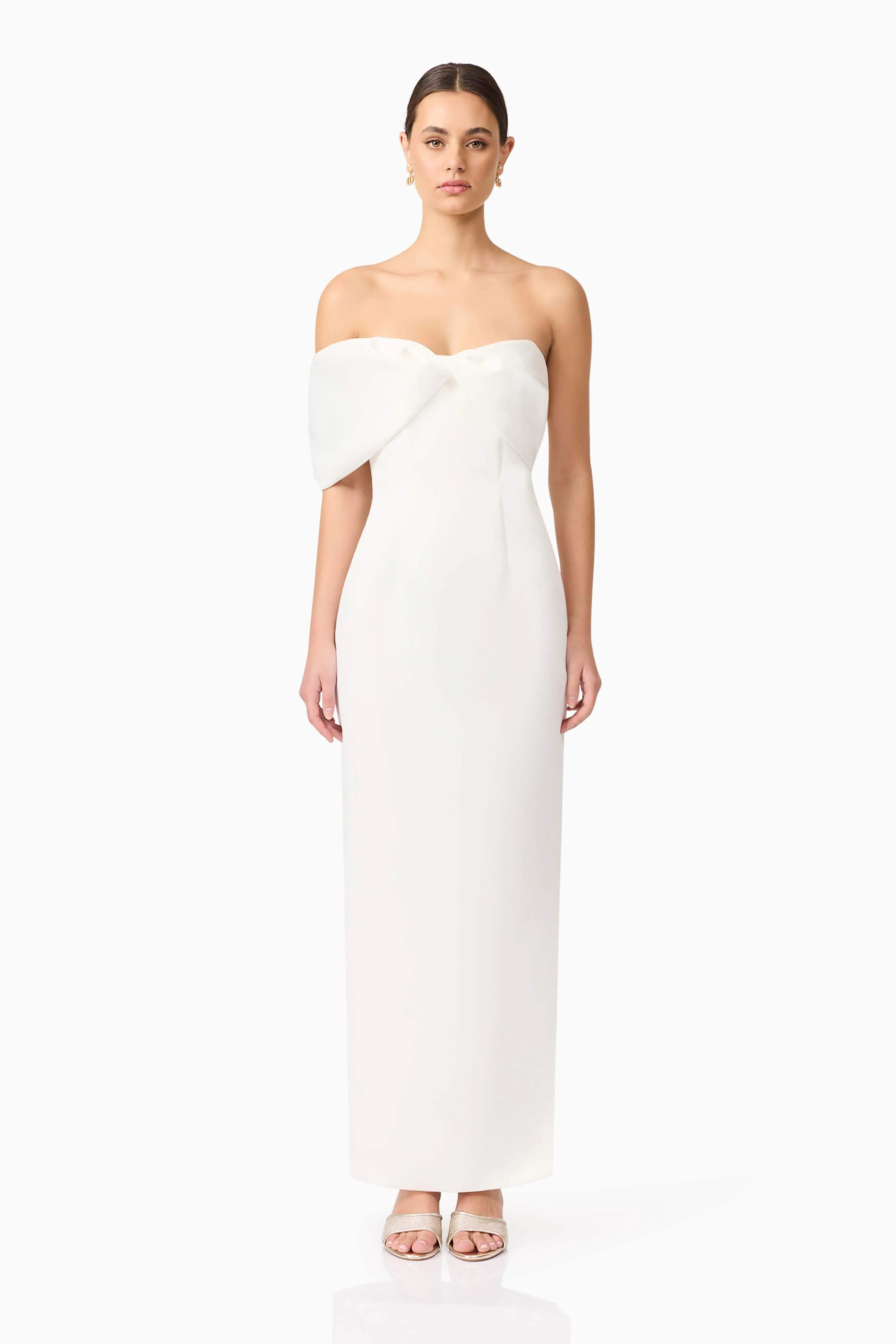 Dandelione Strapless Gown in White sold by Elliatt