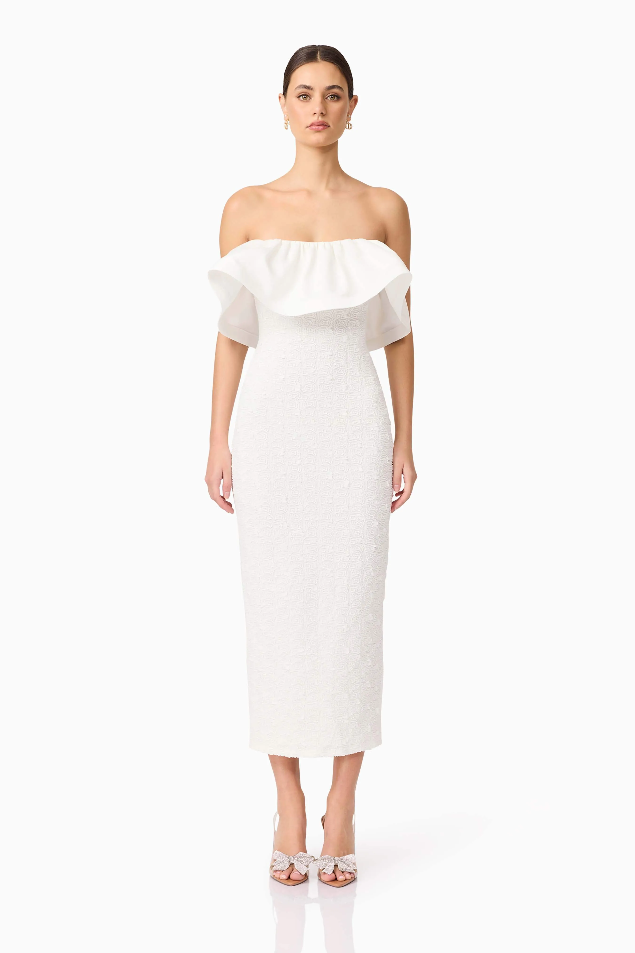 Dandelion Strapless Midi Dress in White sold by Elliatt