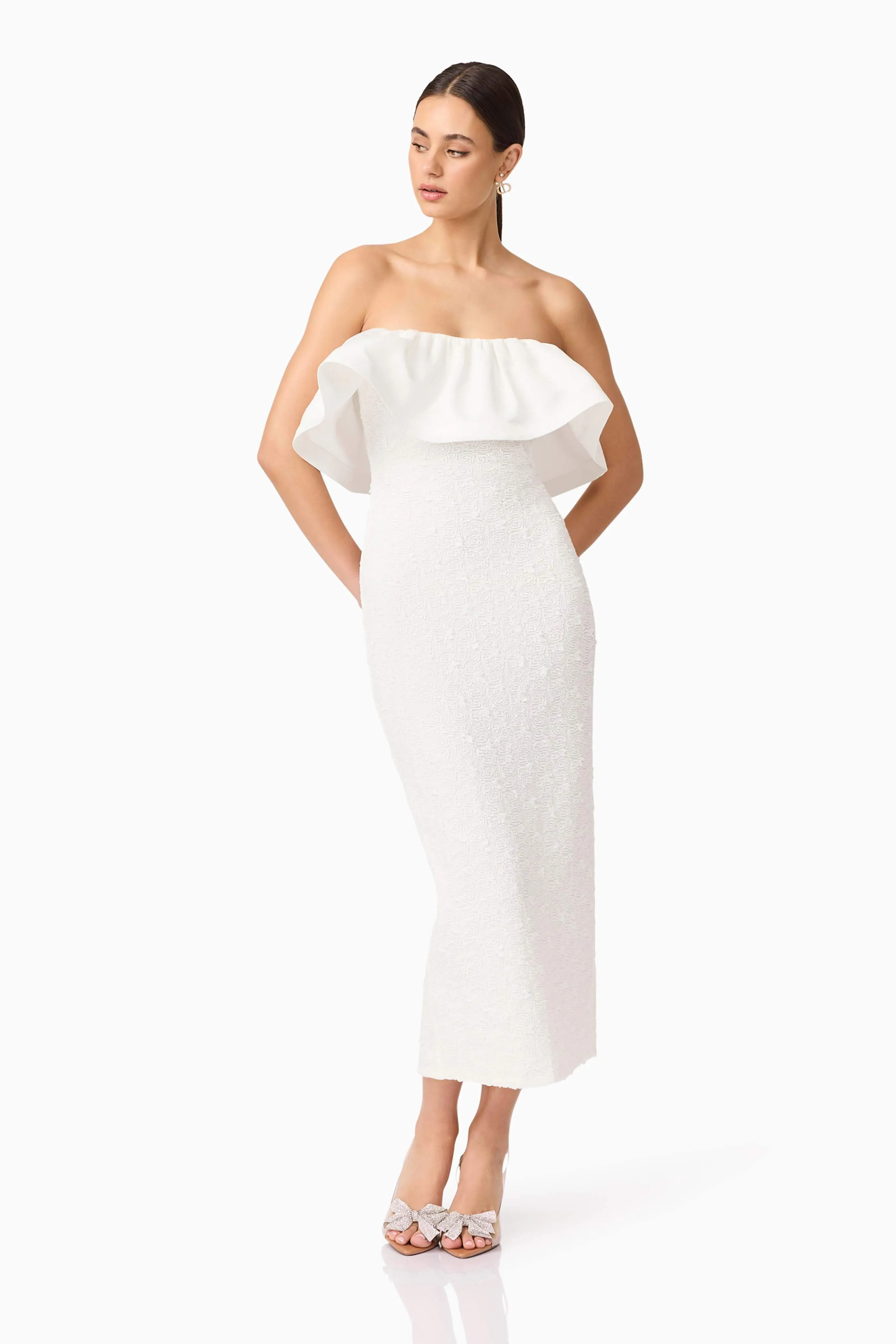 Dandelion Strapless Midi Dress in White sold by Elliatt product image thumbnail 5