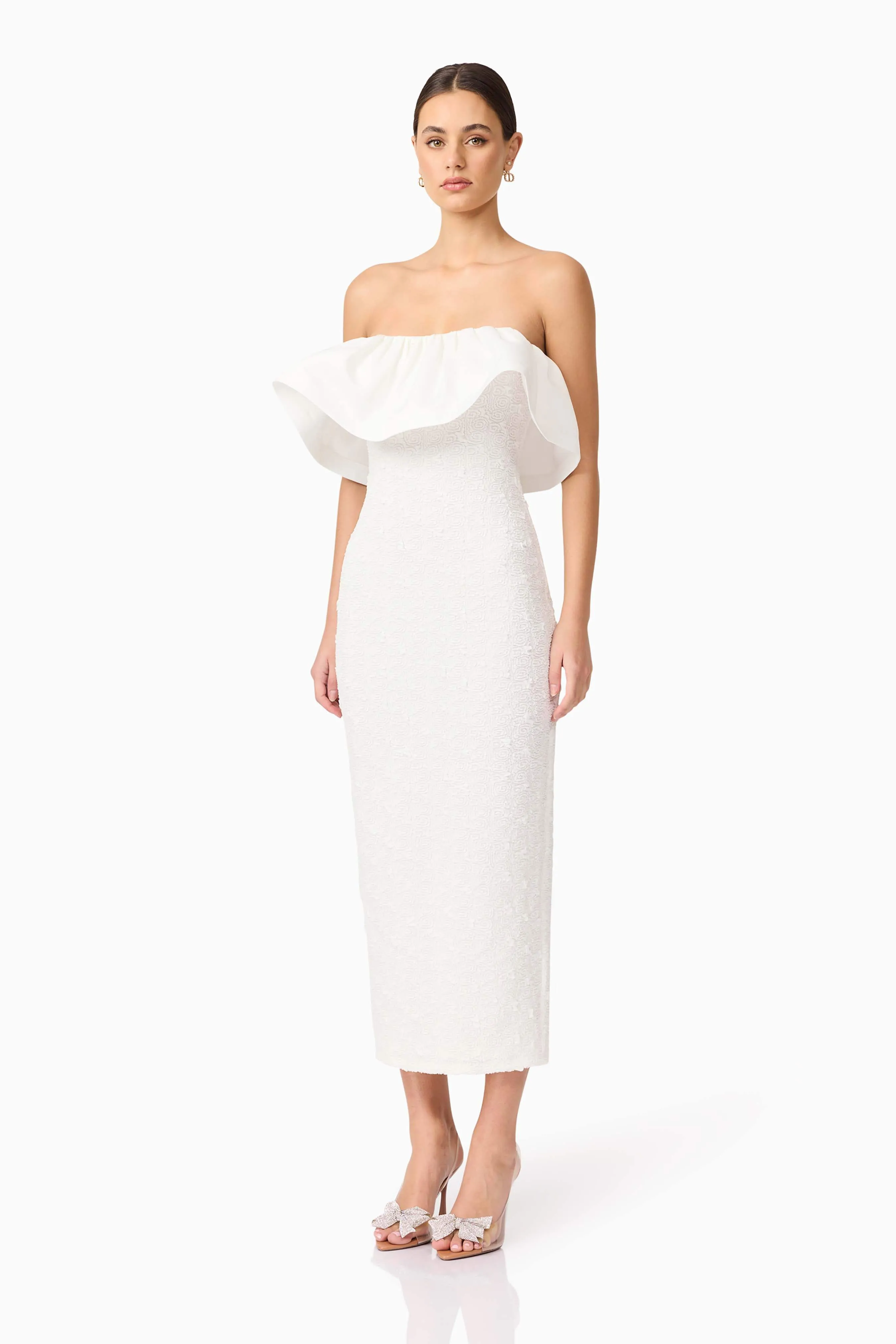Dandelion Strapless Midi Dress in White sold by Elliatt product image thumbnail 4