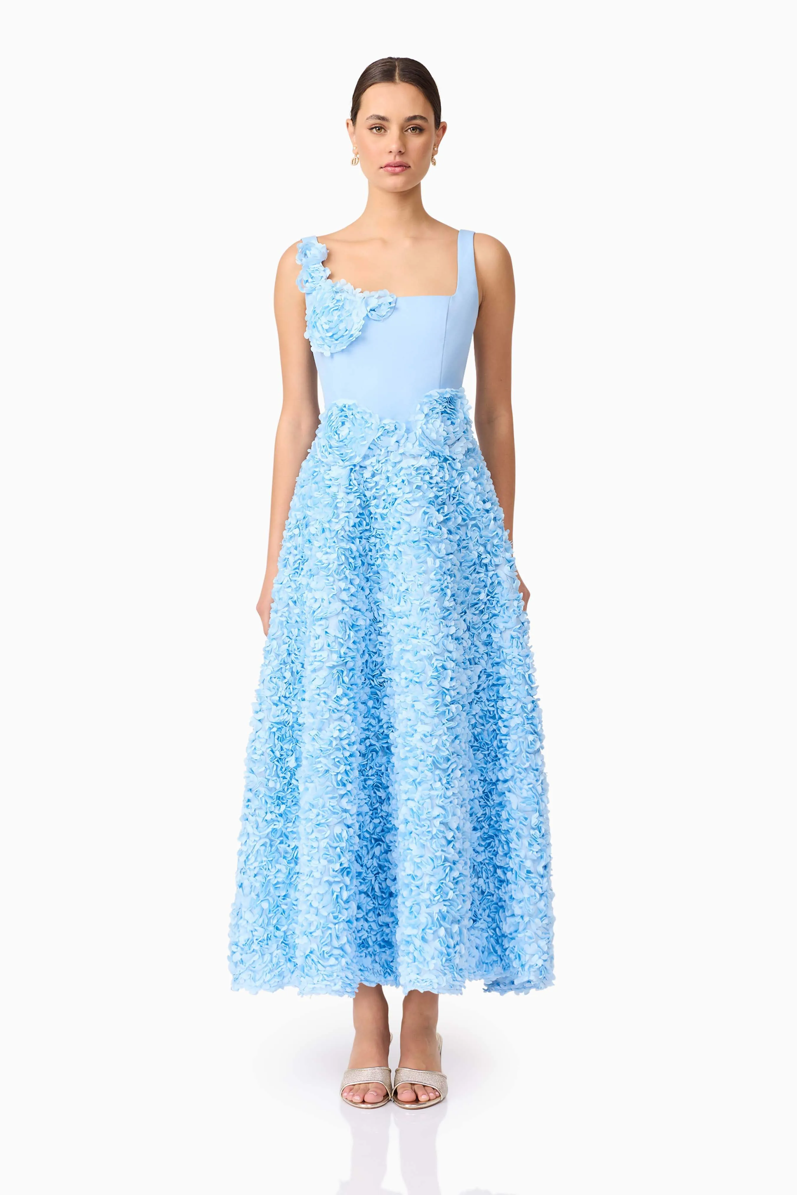 Kaia Floral Maxi Dress in Blue sold by Elliatt