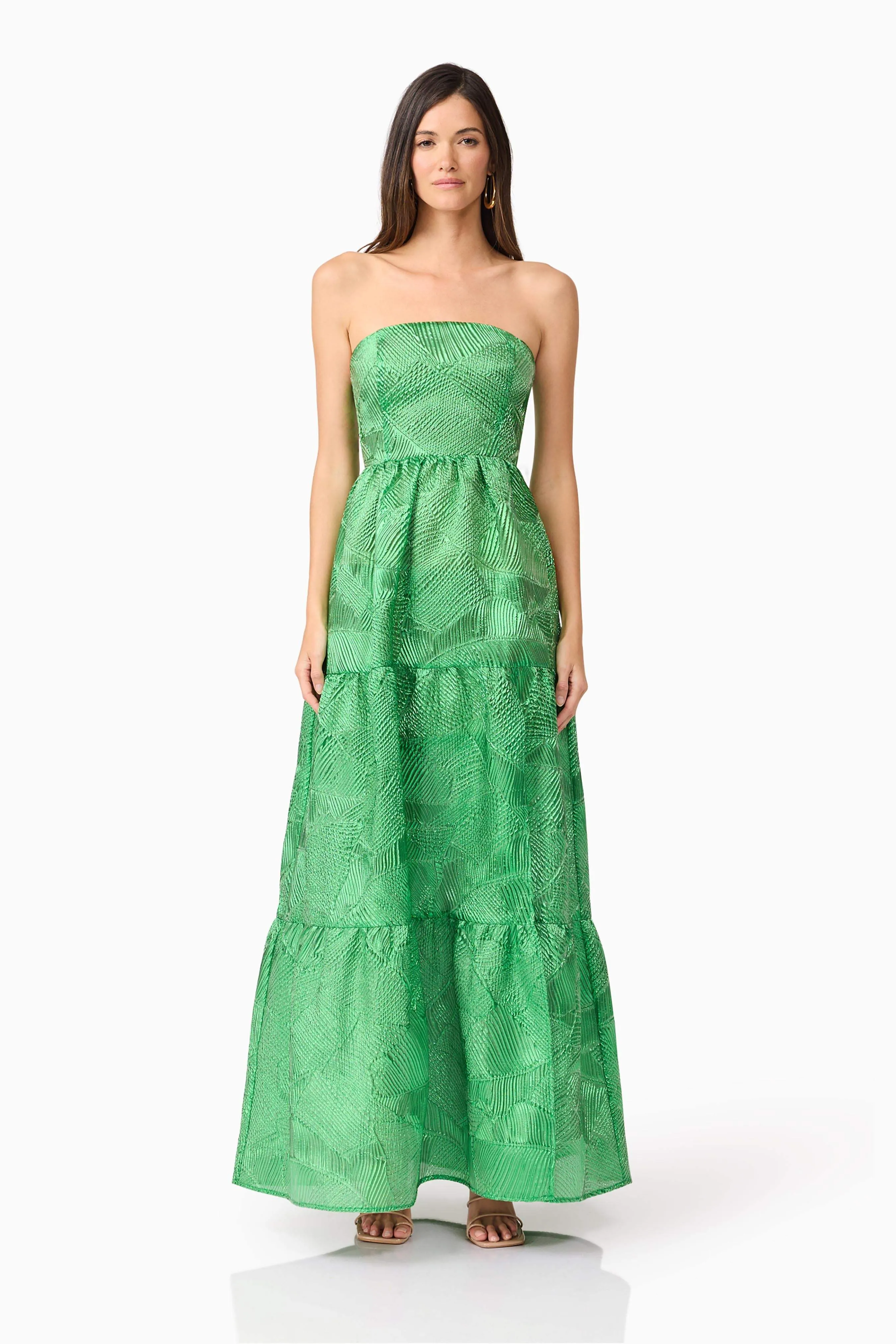 Ginnifer Strapless Maxi Dress in Green sold by Elliatt