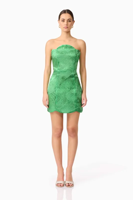Ginnifer Strapless Mini Dress in Green sold by Elliatt