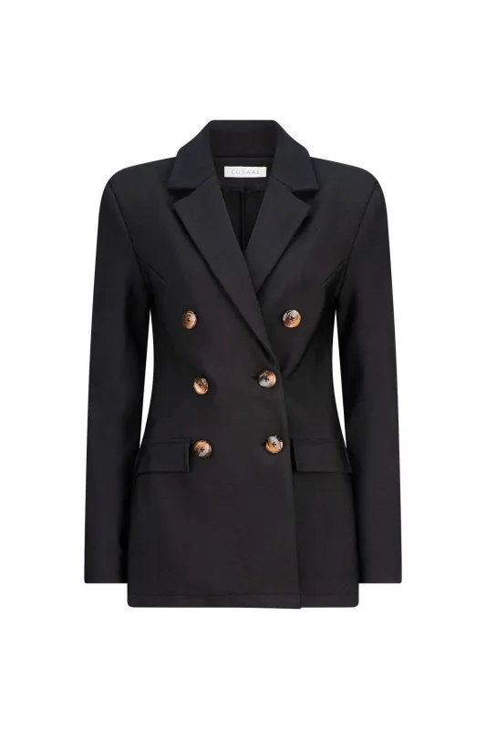 CURAAE Alexi Double Breasted Blazer in Black sold by Elliatt