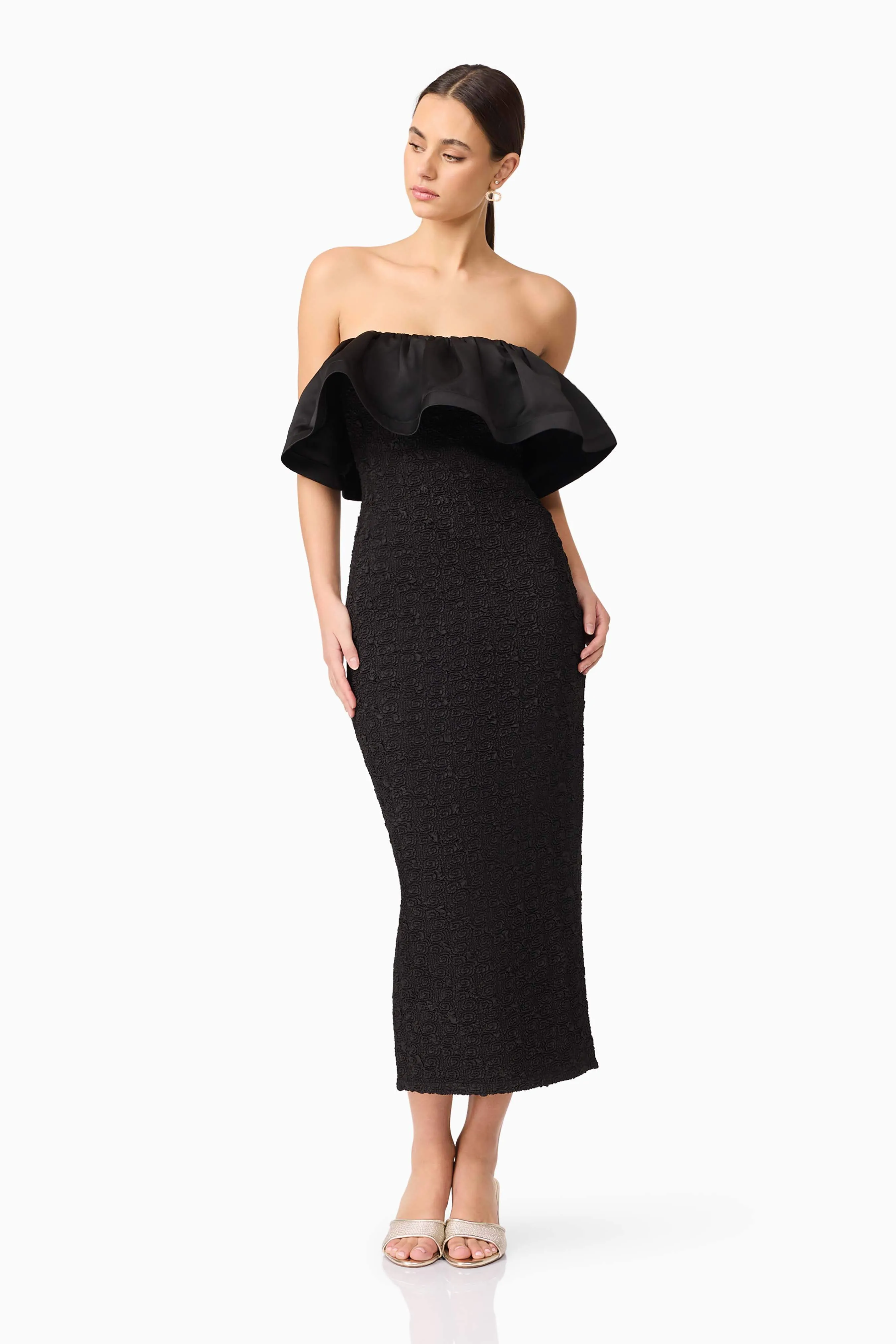 Dandelione Strapless Midi Dress in Black sold by Elliatt product image thumbnail 3