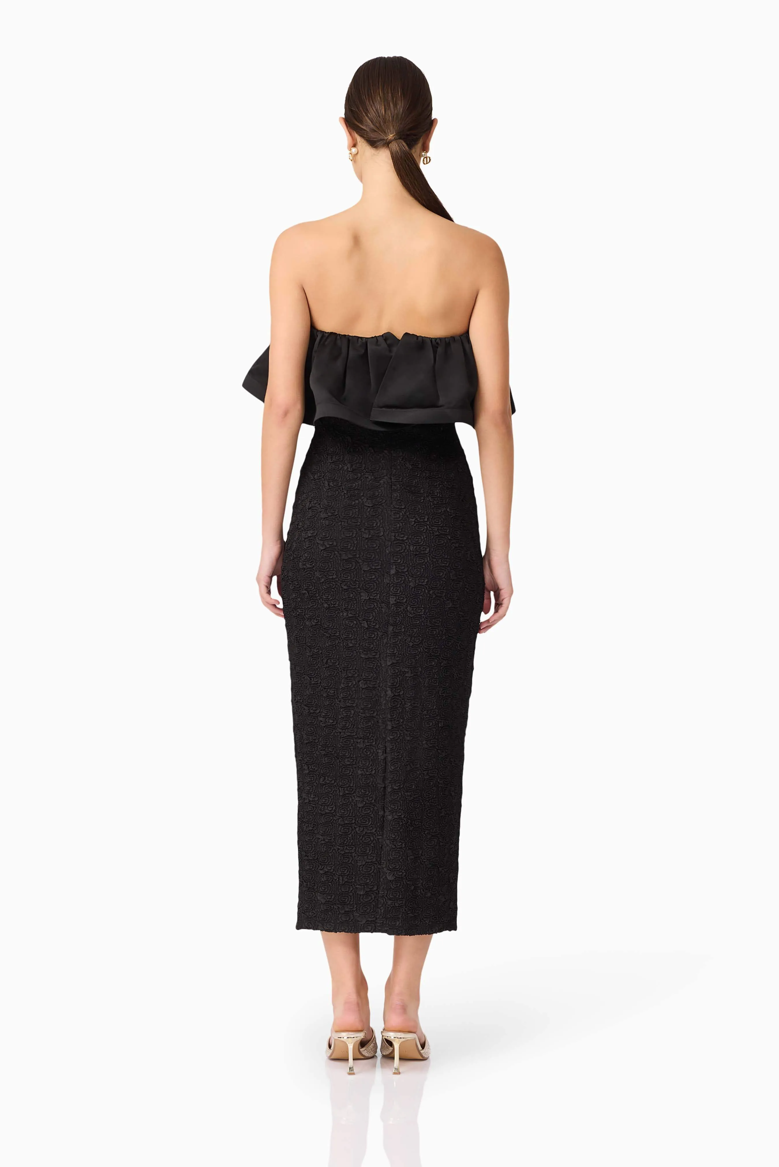 Dandelione Strapless Midi Dress in Black sold by Elliatt product image thumbnail 5