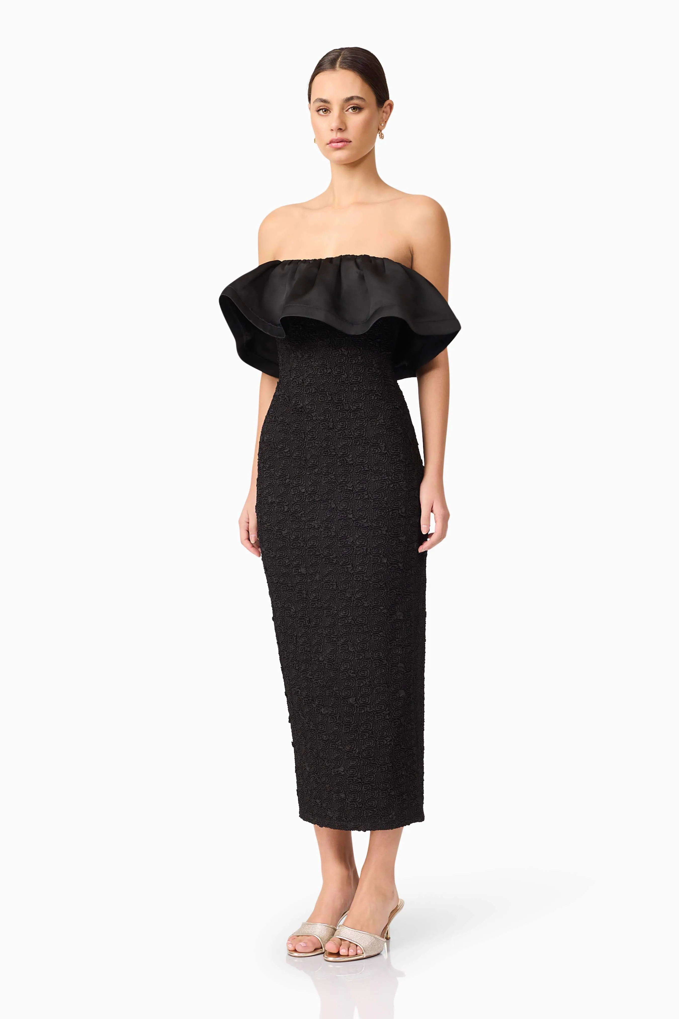 Dandelione Strapless Midi Dress in Black sold by Elliatt product image thumbnail 4