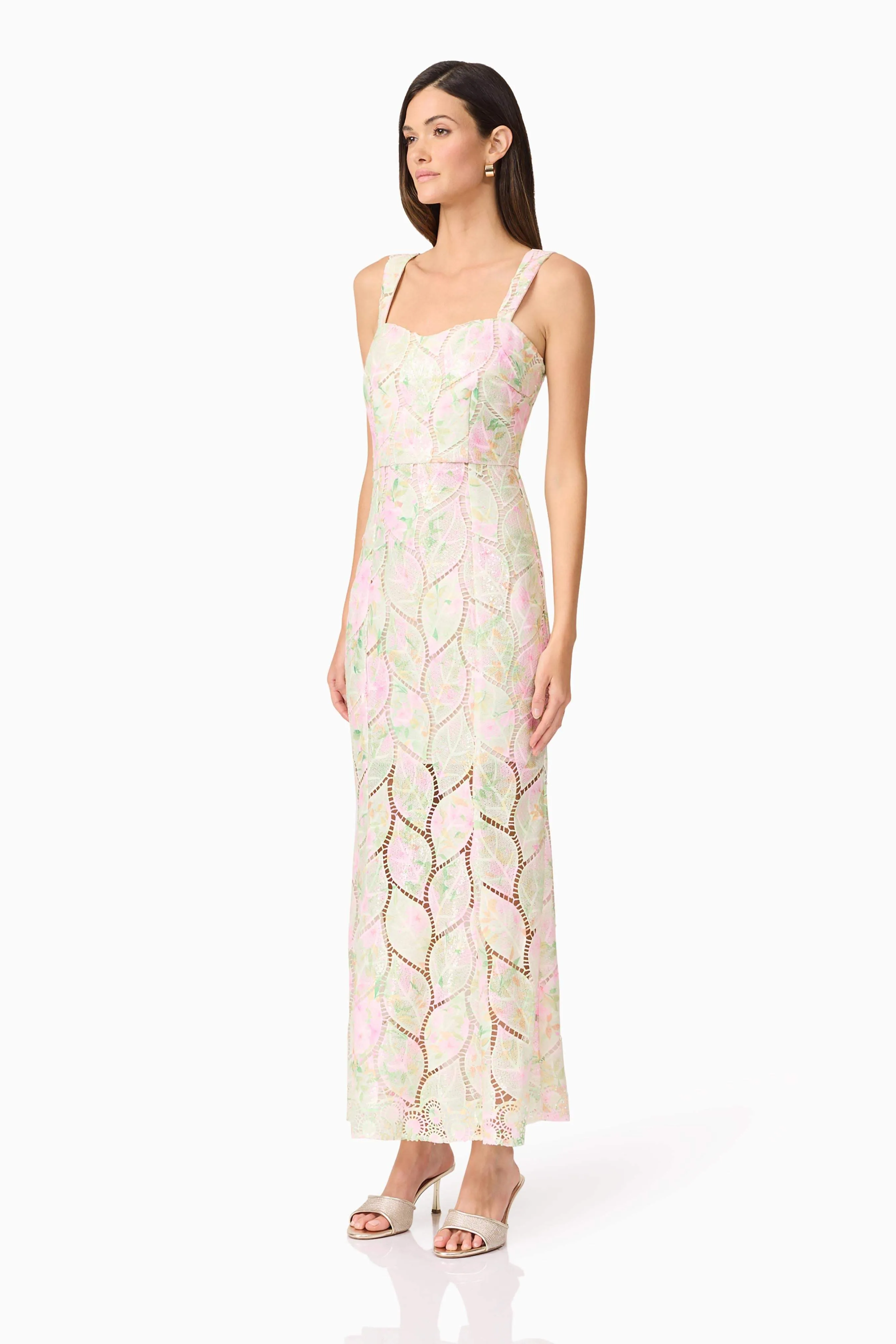 Indria Lace Maxi Dress in Floral sold by Elliatt product image thumbnail 3