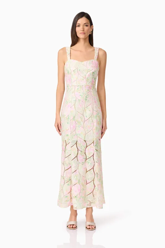 Indria Lace Maxi Dress in Floral made by Elliatt