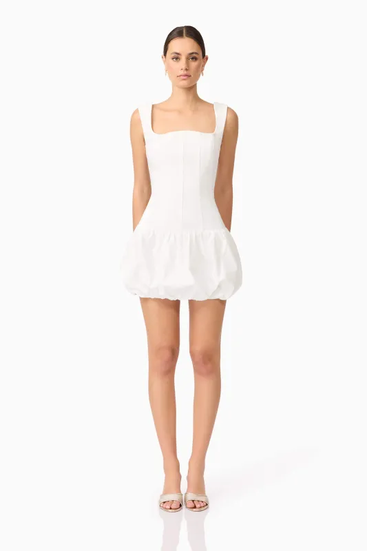 Ingrid Bubble Mini Dress in White sold by Elliatt
