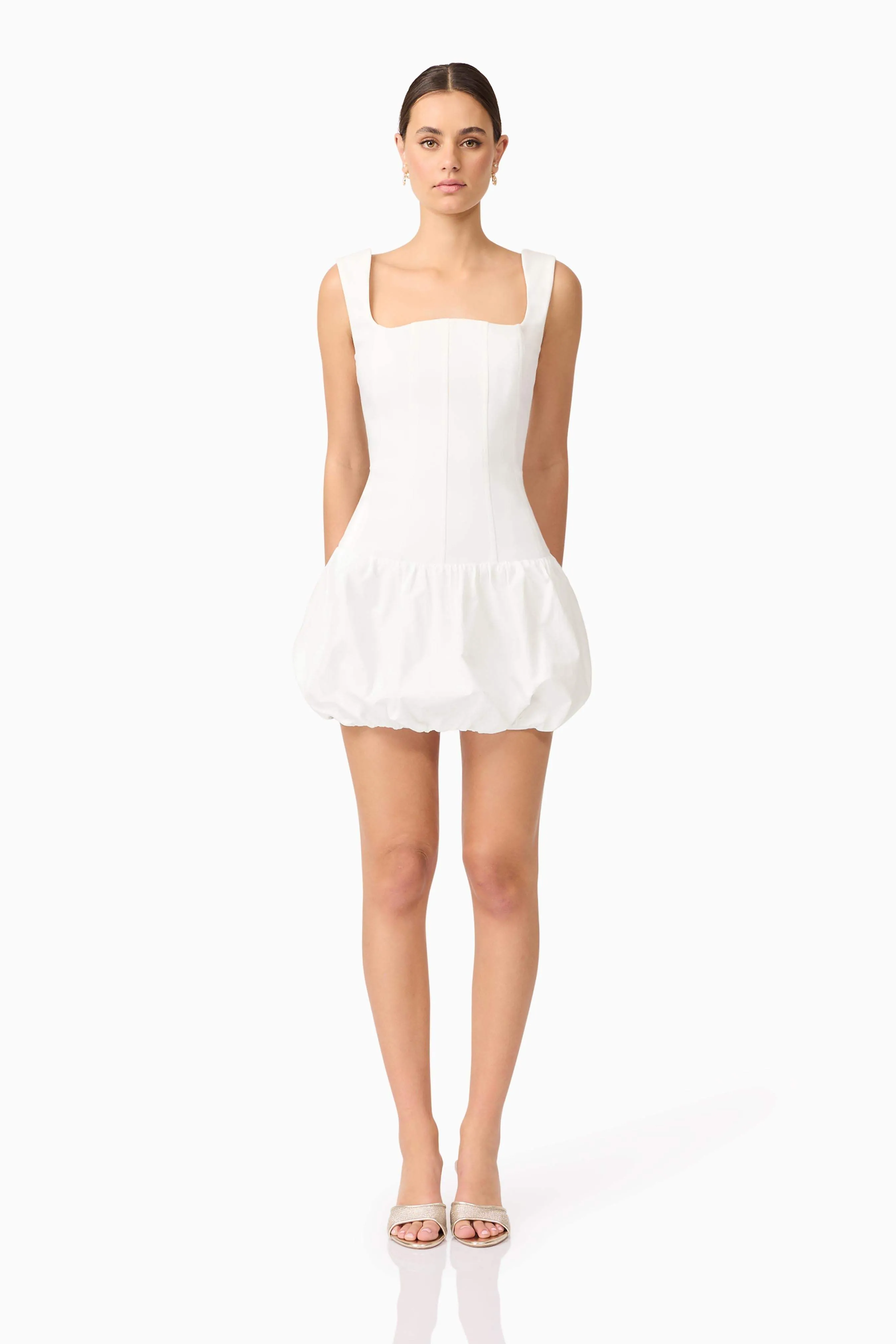 Ingrid Bubble Mini Dress in White sold by Elliatt
