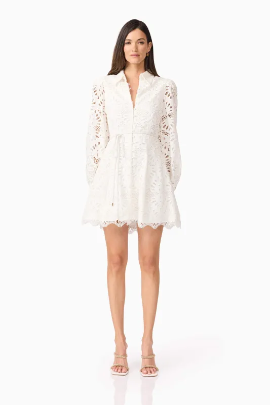 Carli Mini Shirt Dress in White sold by Elliatt