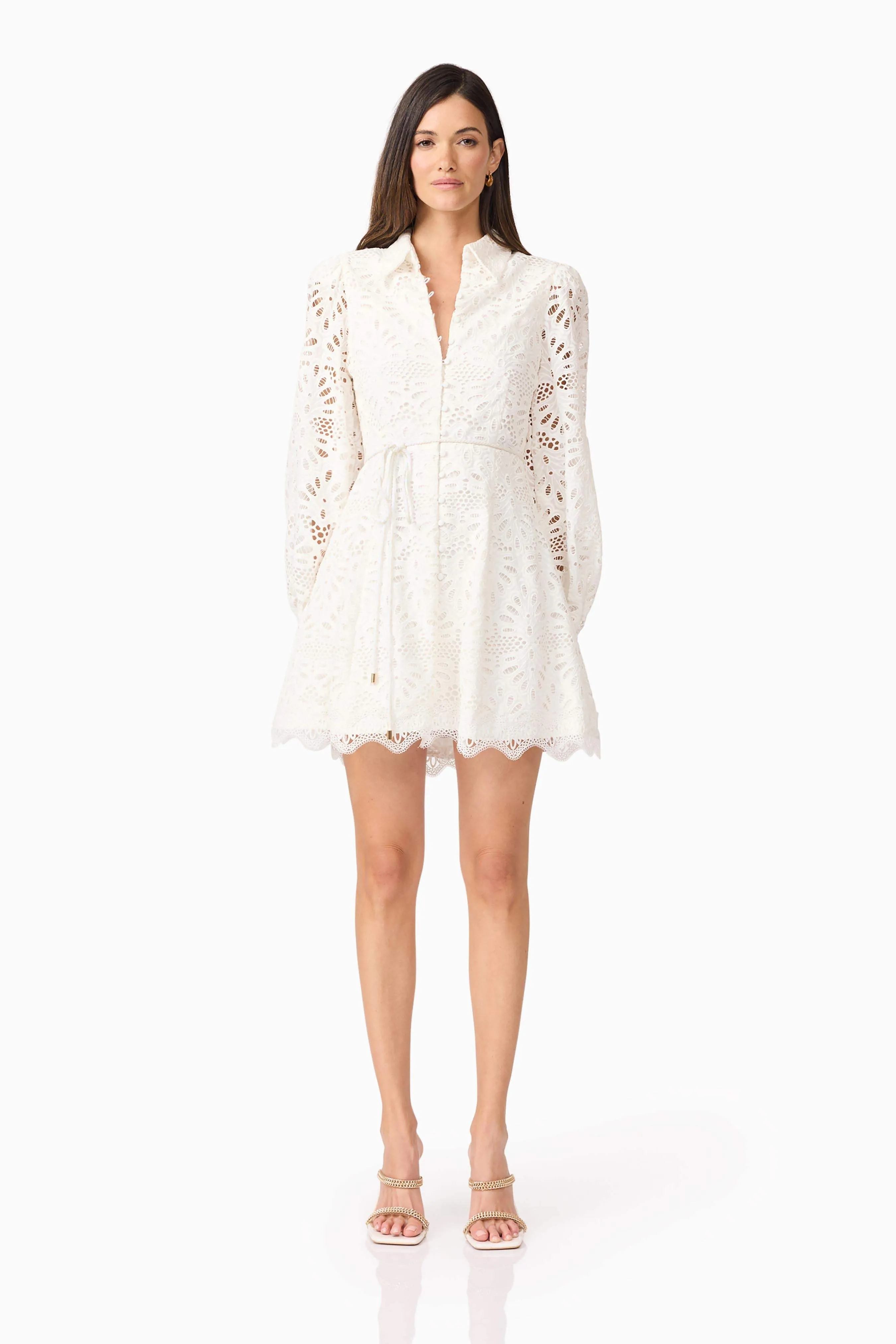 Carli Mini Shirt Dress in White sold by Elliatt