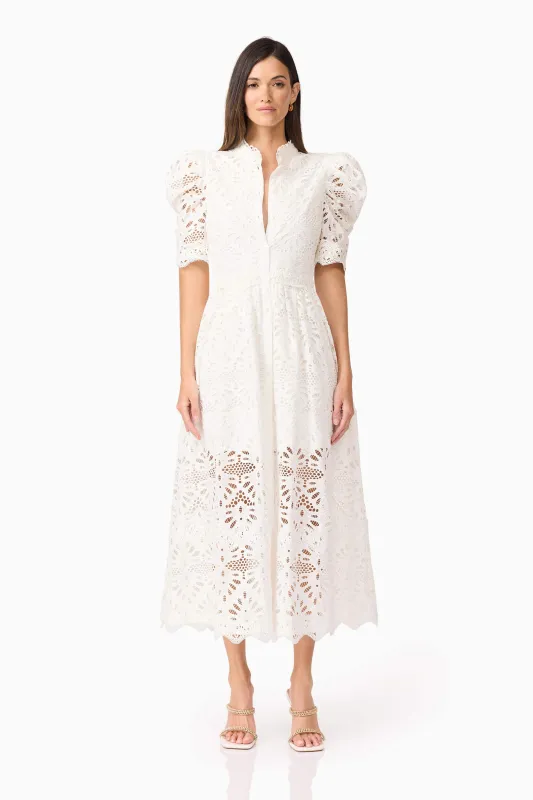 Carli Midi Shirt Dress in White sold by Elliatt