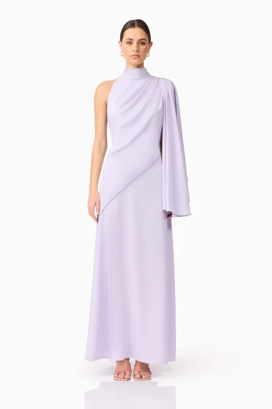 Anika Asymmetrical Maxi Dress in Purple sold by Elliatt