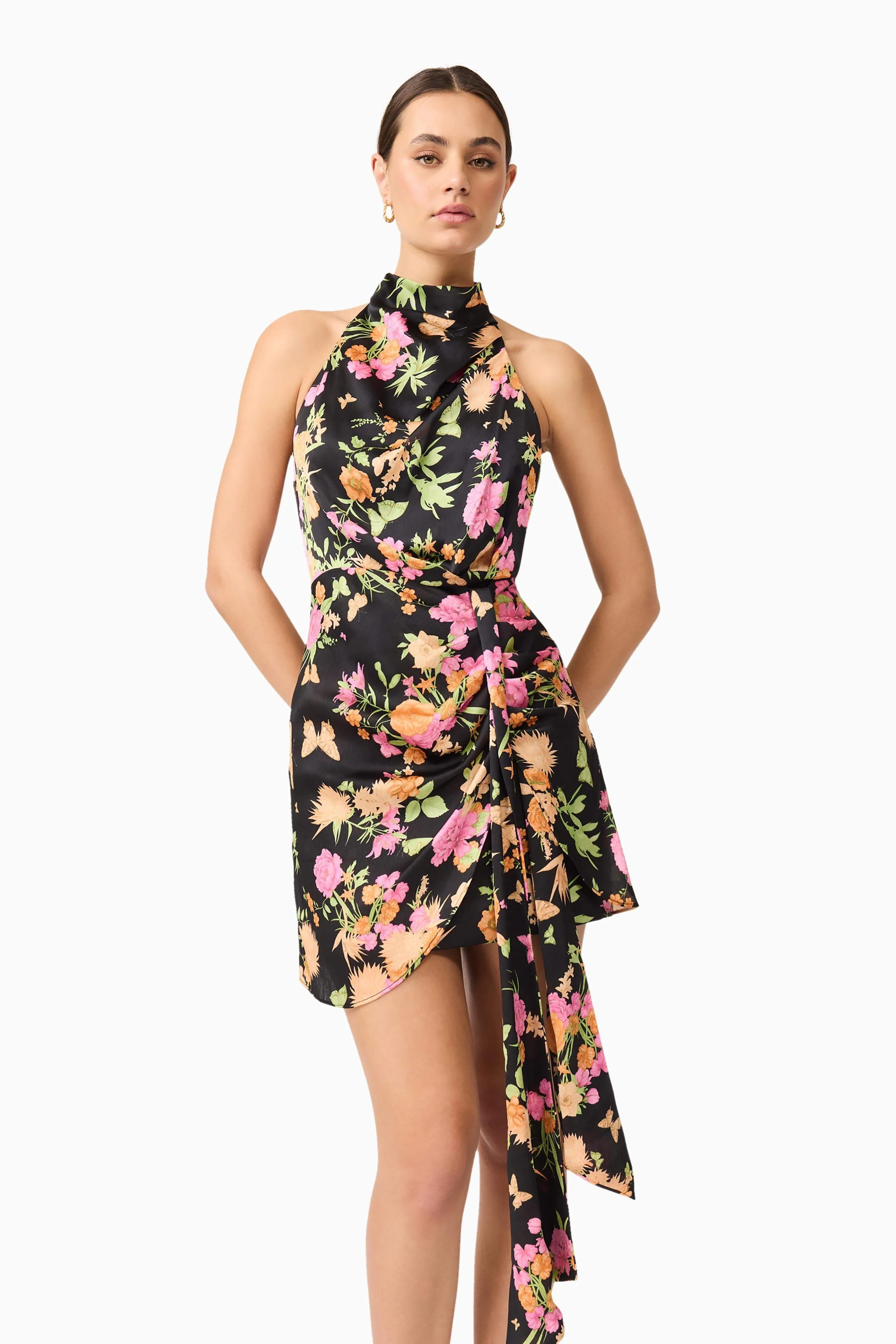 Tess Floral Halter Dress in Black sold by Elliatt product image thumbnail 4