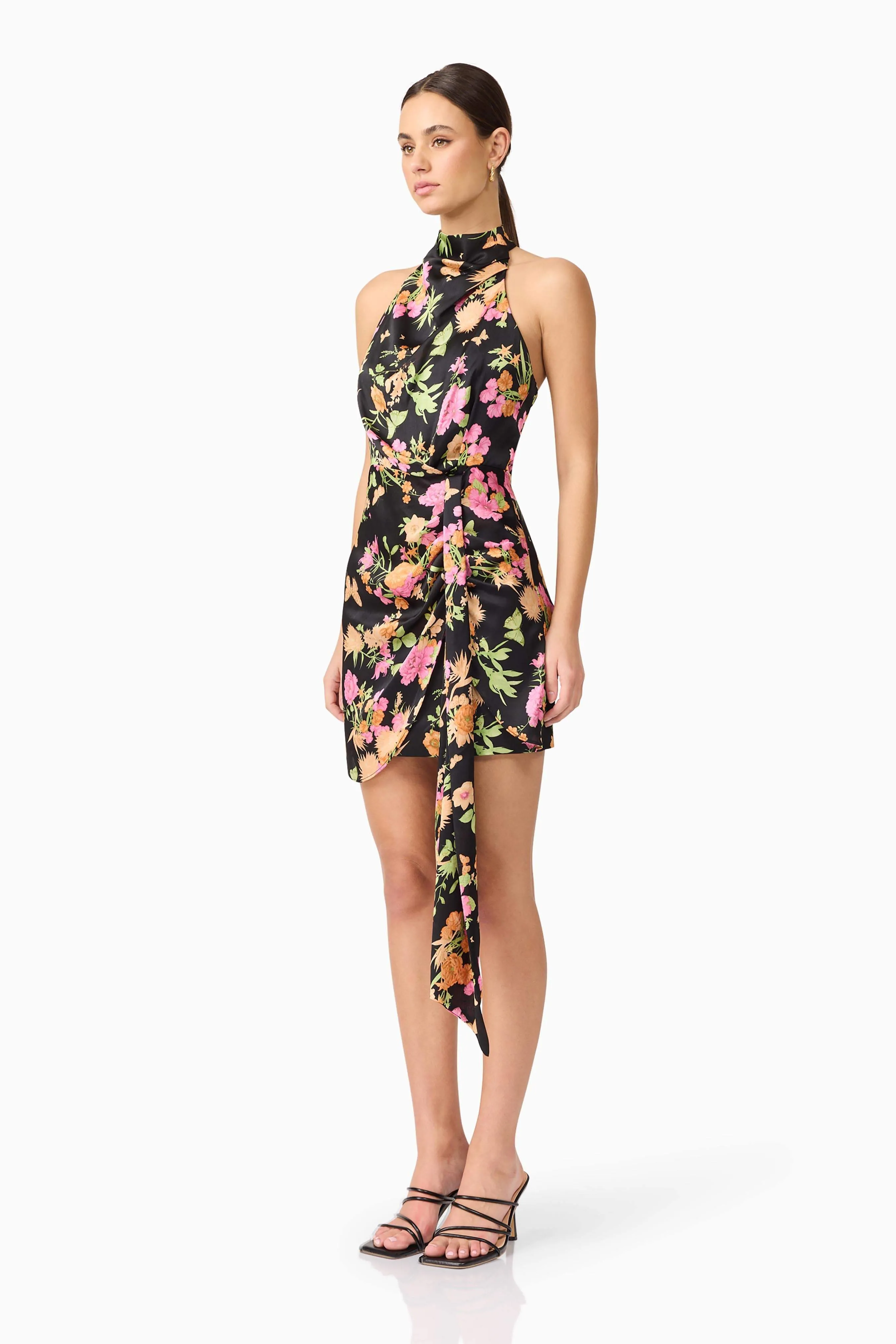 Tess Floral Halter Dress in Black sold by Elliatt product image thumbnail 5
