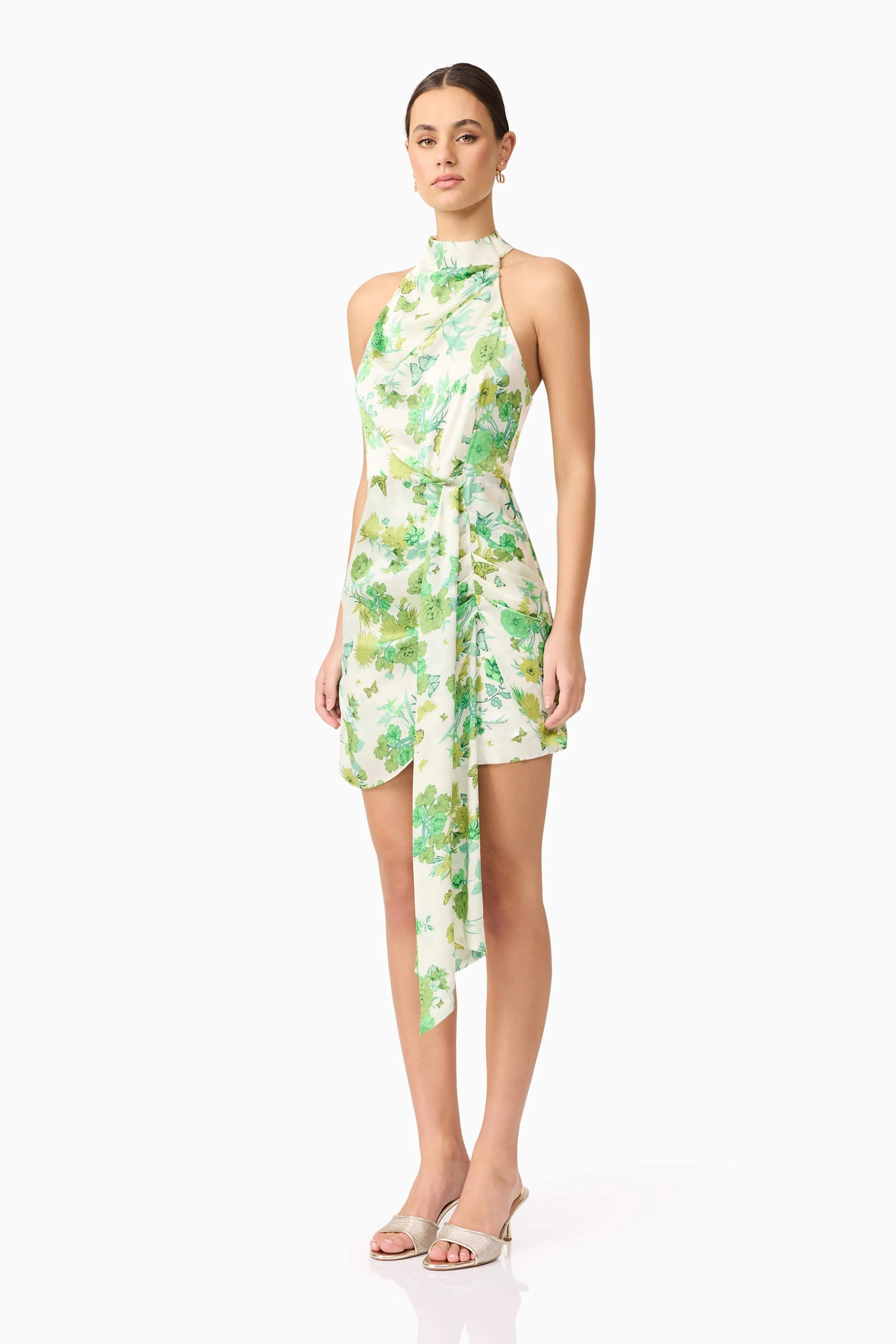 Tess Floral Halter Mini Dress in Green sold by Elliatt product image thumbnail 3
