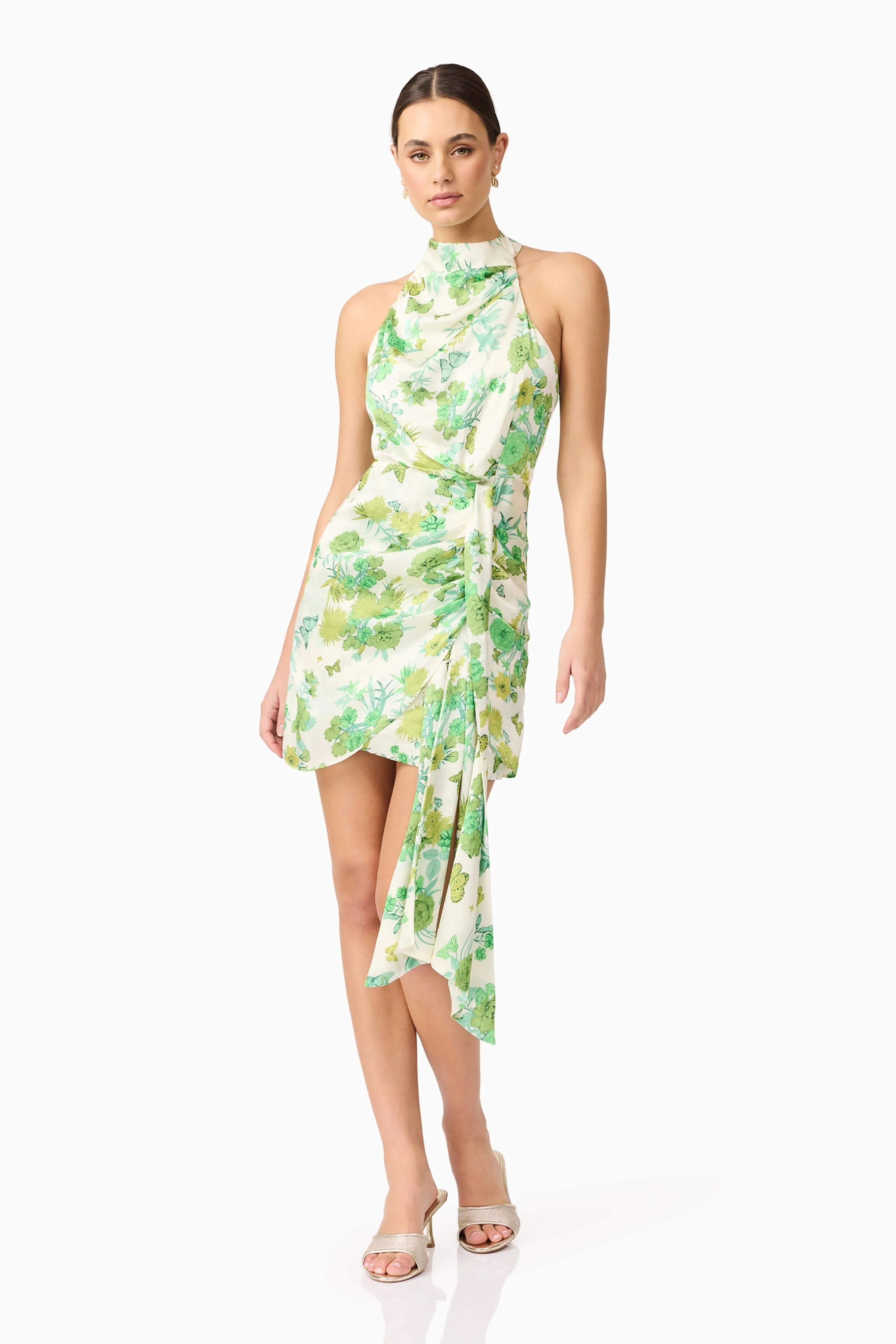 Tess Floral Halter Mini Dress in Green sold by Elliatt product image thumbnail 4