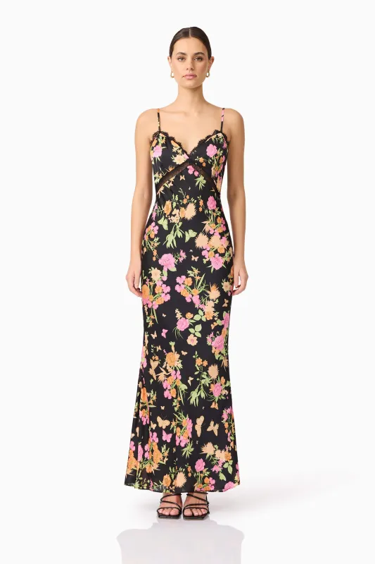 Tess Floral Maxi Dress in Black sold by Elliatt