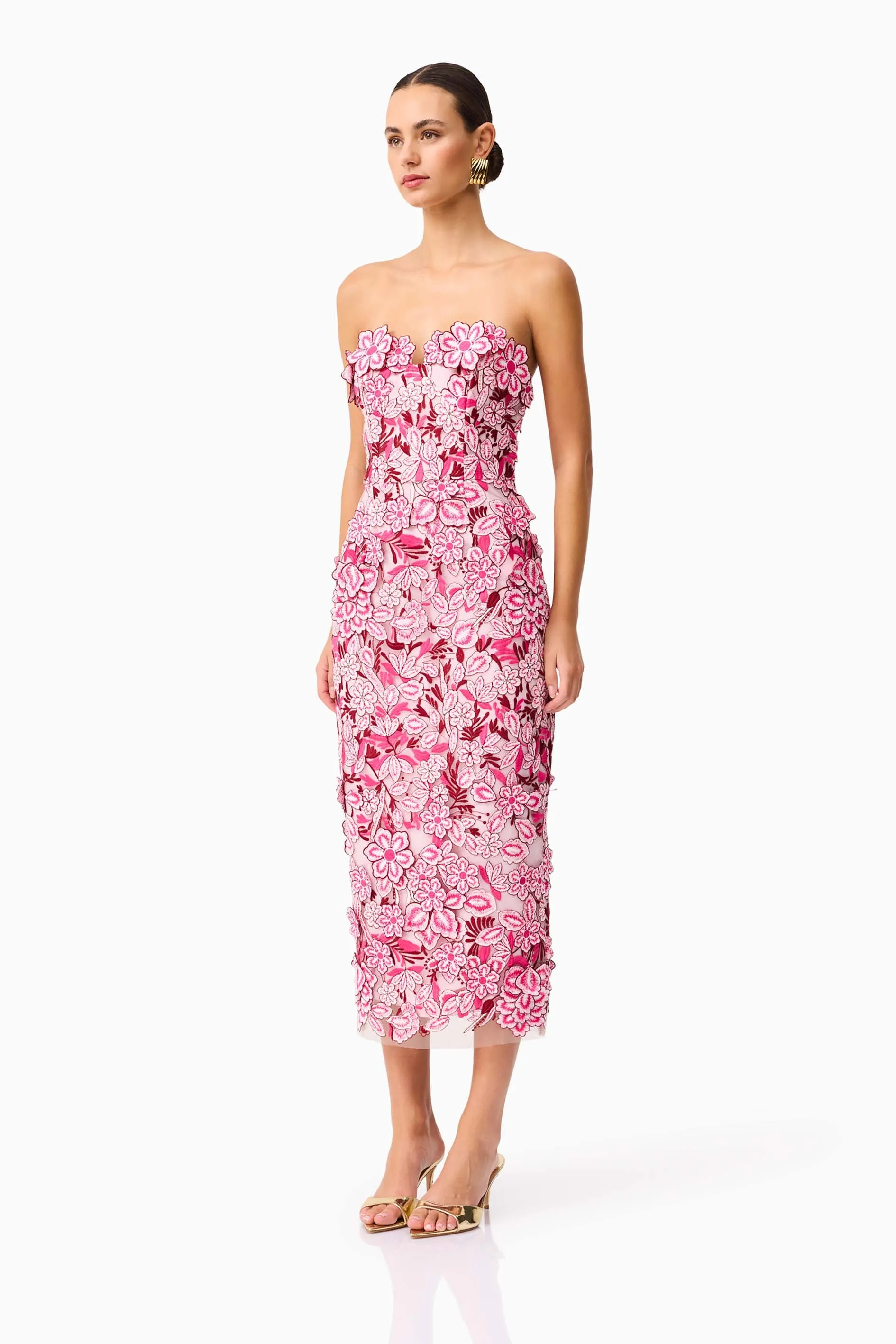Roseate Strapless Midi Dress in Pink sold by Elliatt product image thumbnail 3