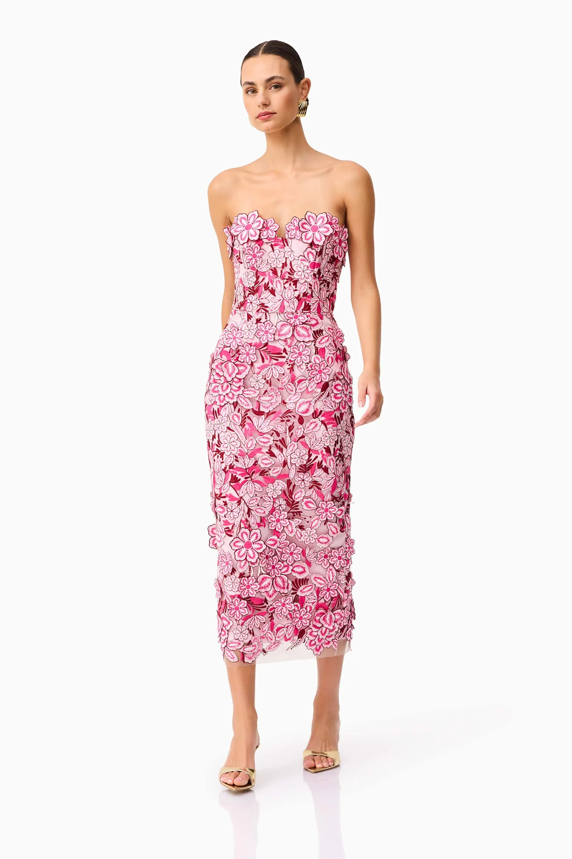 Roseate Strapless Midi Dress in Pink sold by Elliatt product image thumbnail 5