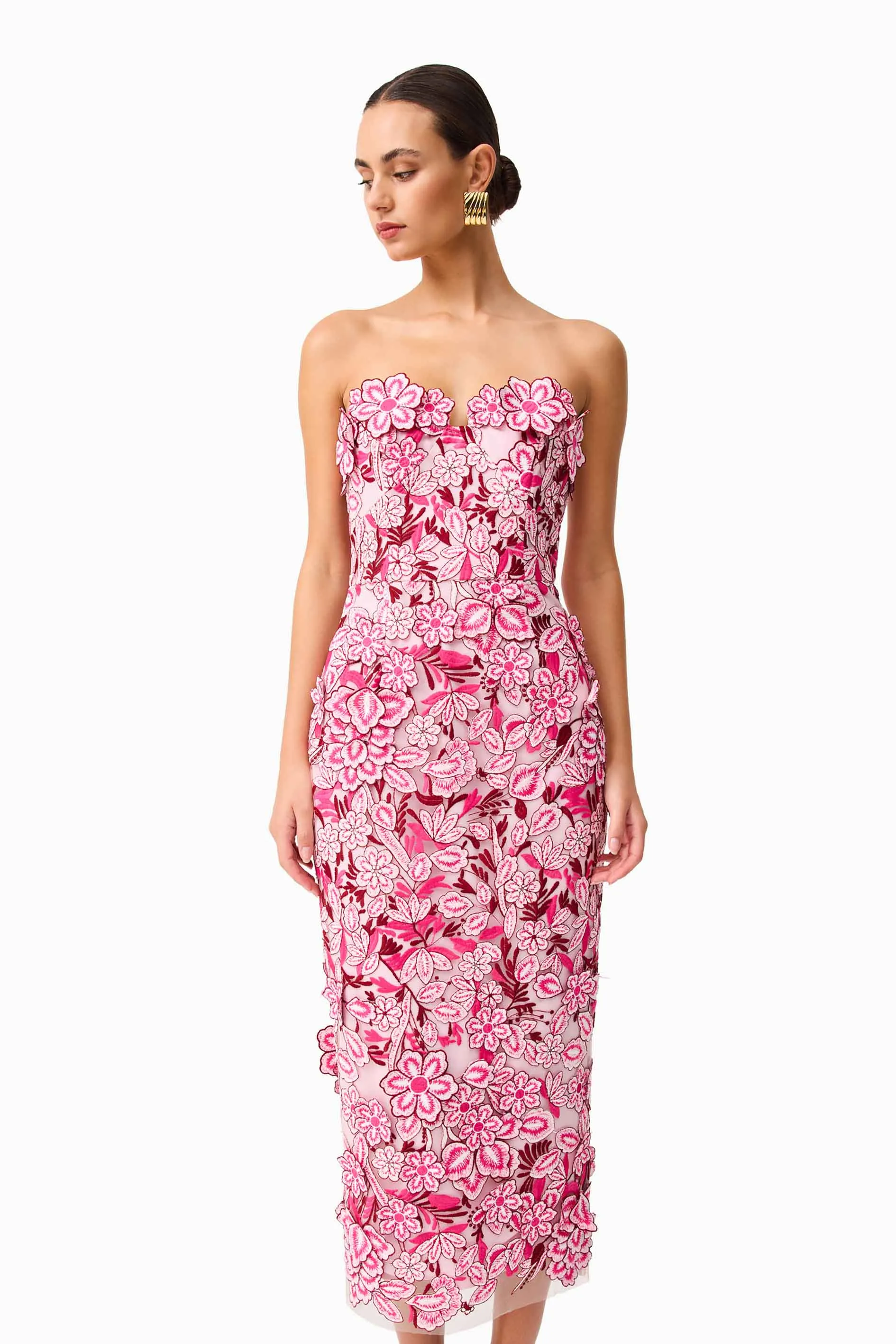 Roseate Strapless Midi Dress in Pink sold by Elliatt product image thumbnail 2