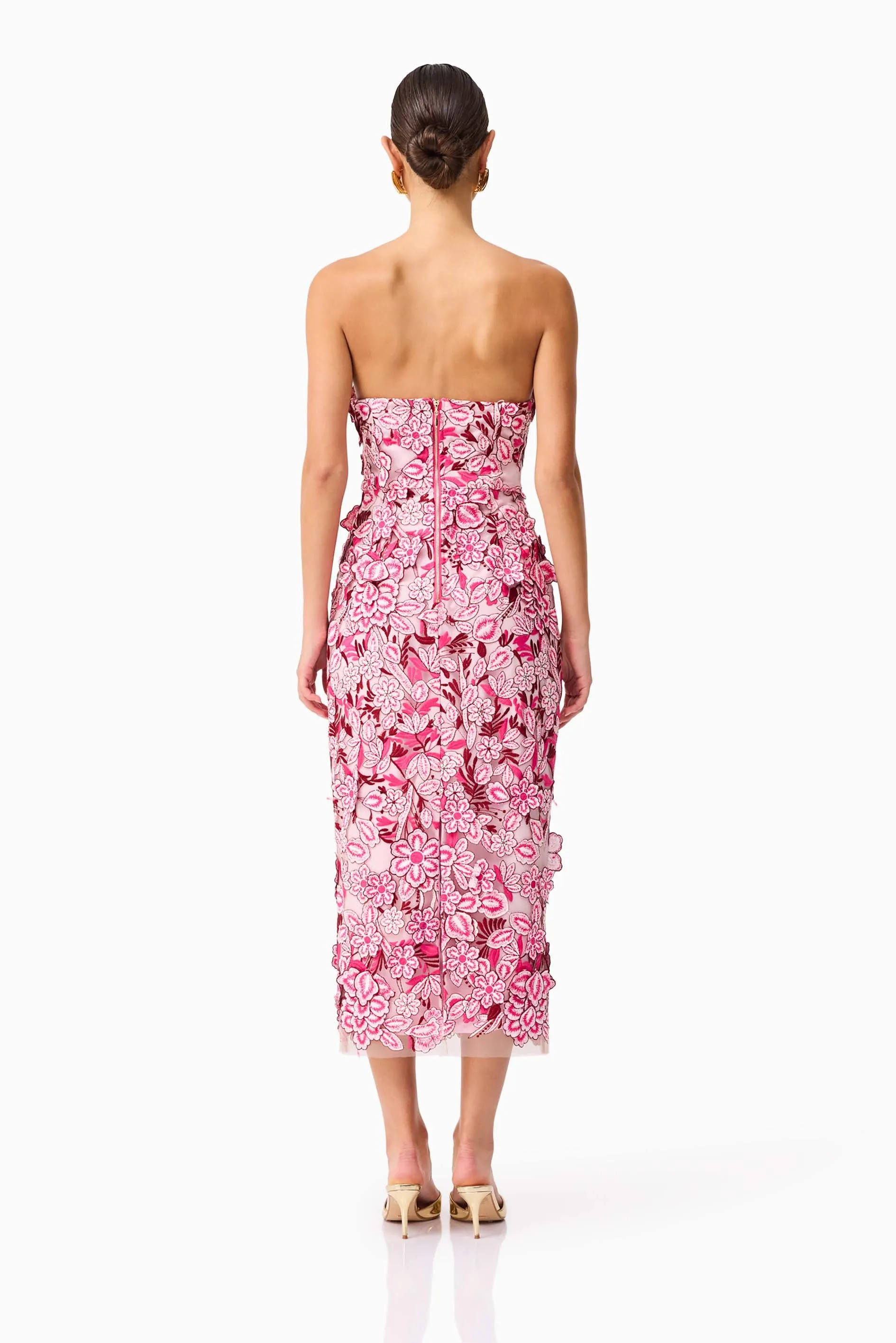 Roseate Strapless Midi Dress in Pink sold by Elliatt product image thumbnail 4