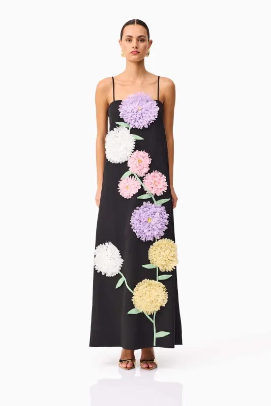 Buttercup Embroidered Maxi Dress in Black sold by Elliatt