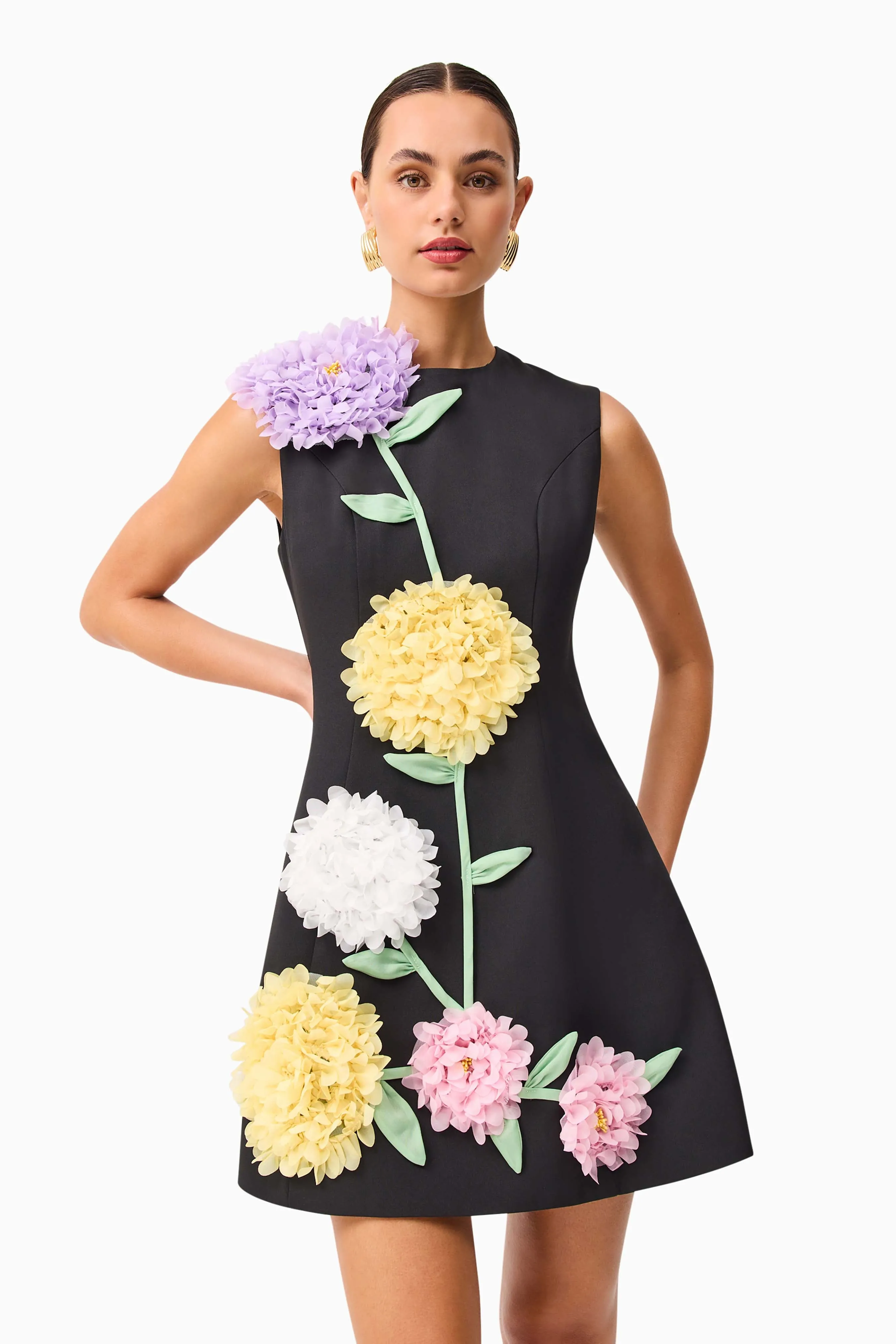 Buttercup Embroidered Mini Dress in Black sold by Elliatt product image thumbnail 2