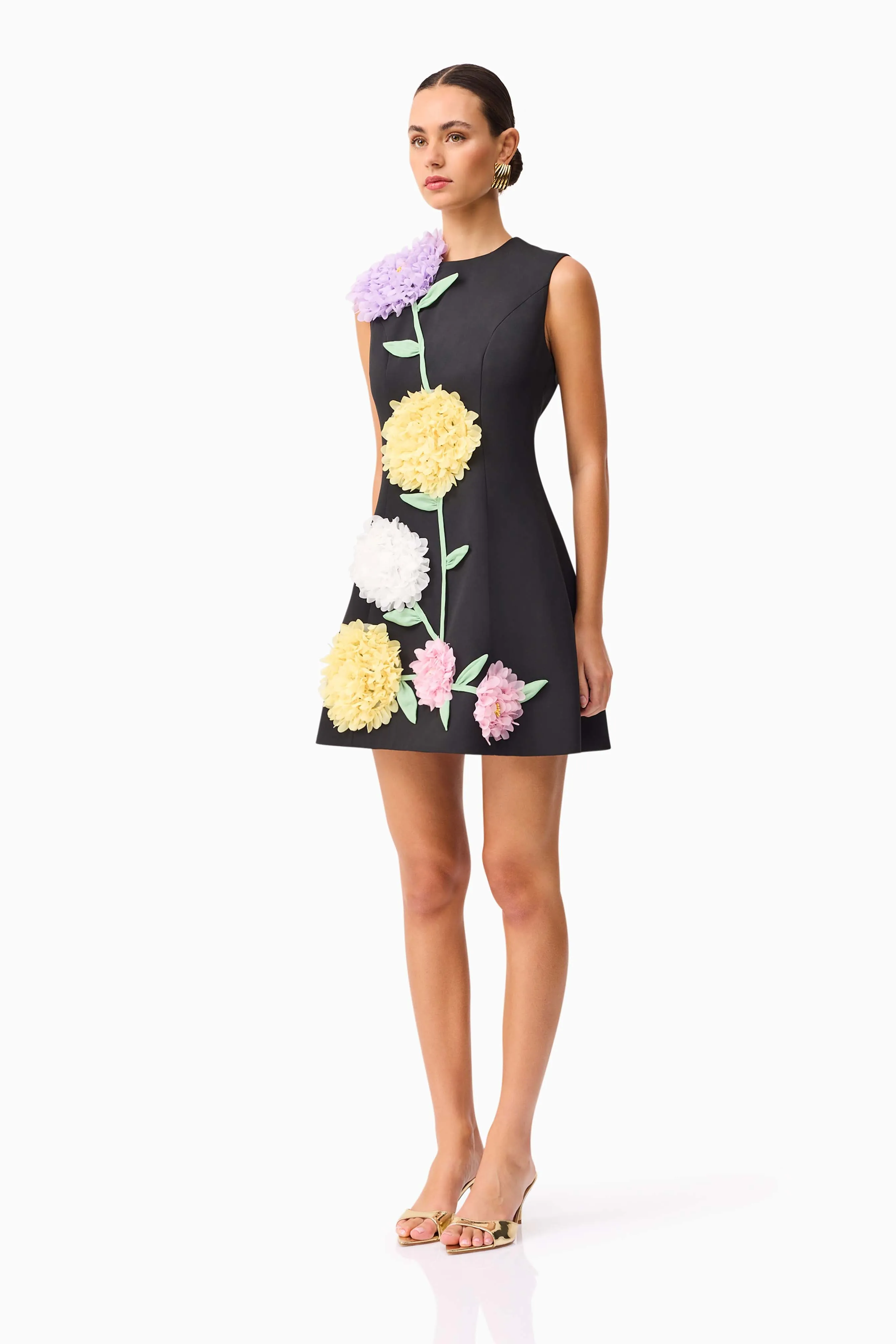Buttercup Embroidered Mini Dress in Black sold by Elliatt product image thumbnail 3