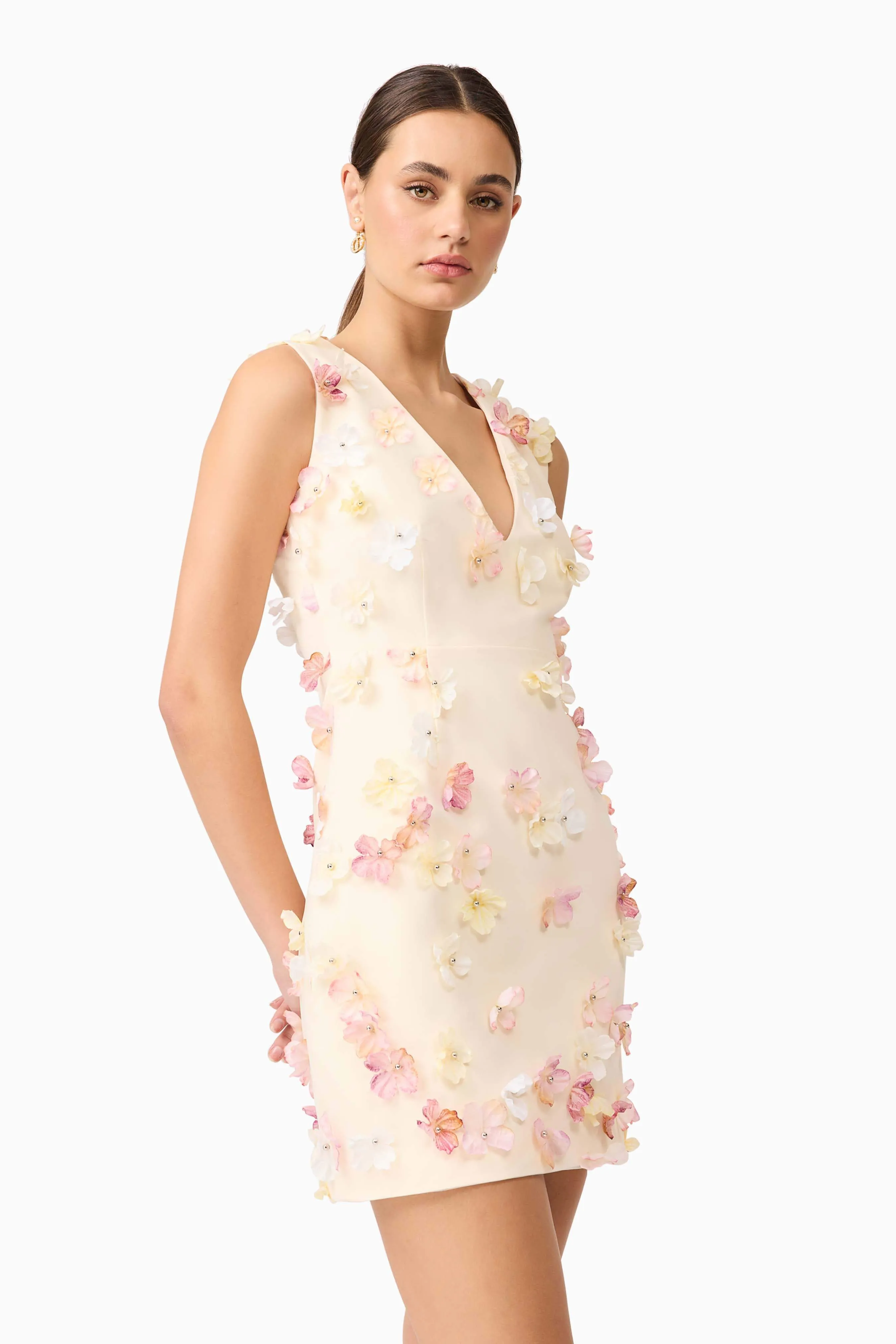 Livia V Neck Mini Dress in Yellow sold by Elliatt product image thumbnail 3