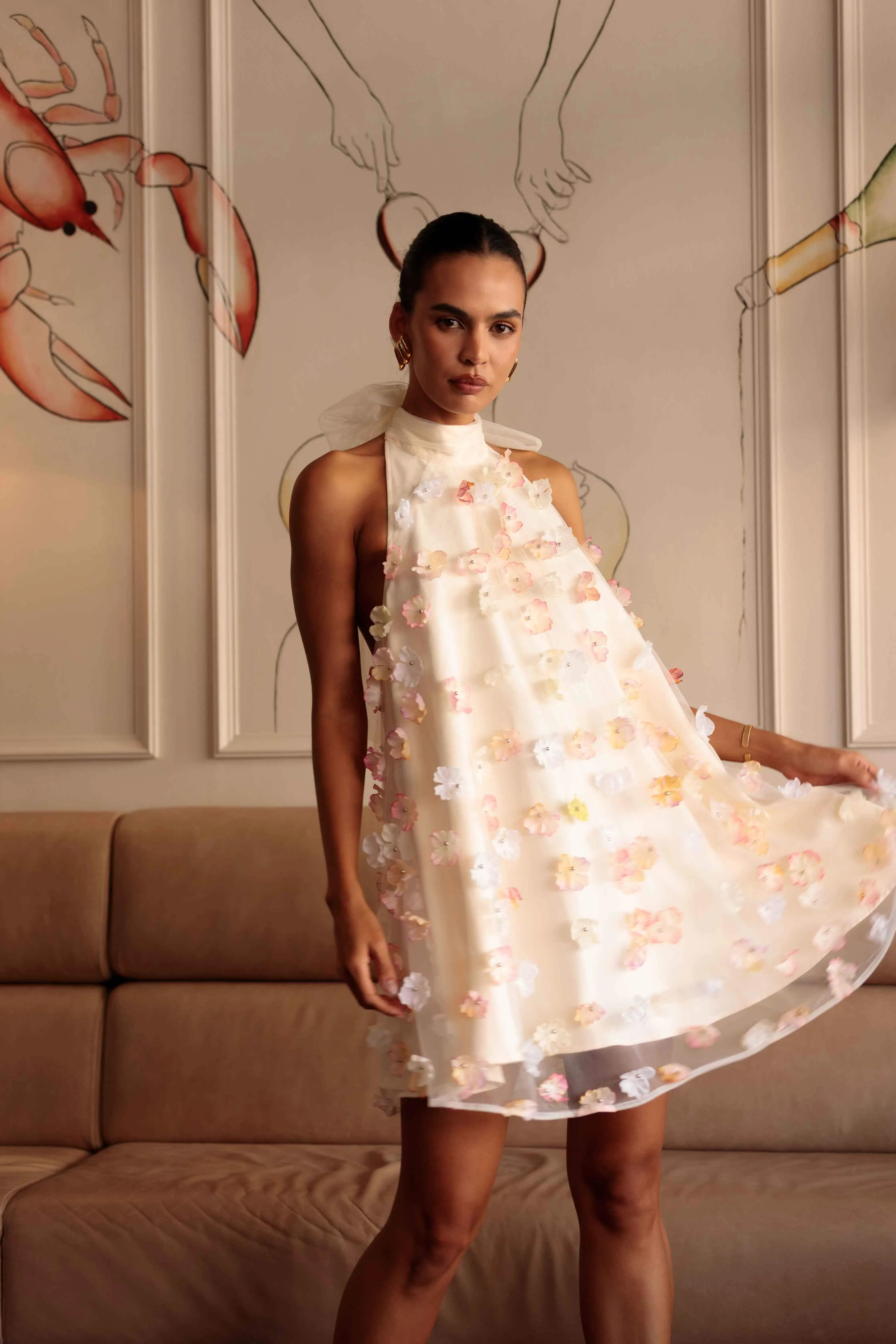 Livia Trapeze Mini Dress in Yellow sold by Elliatt product image thumbnail 2