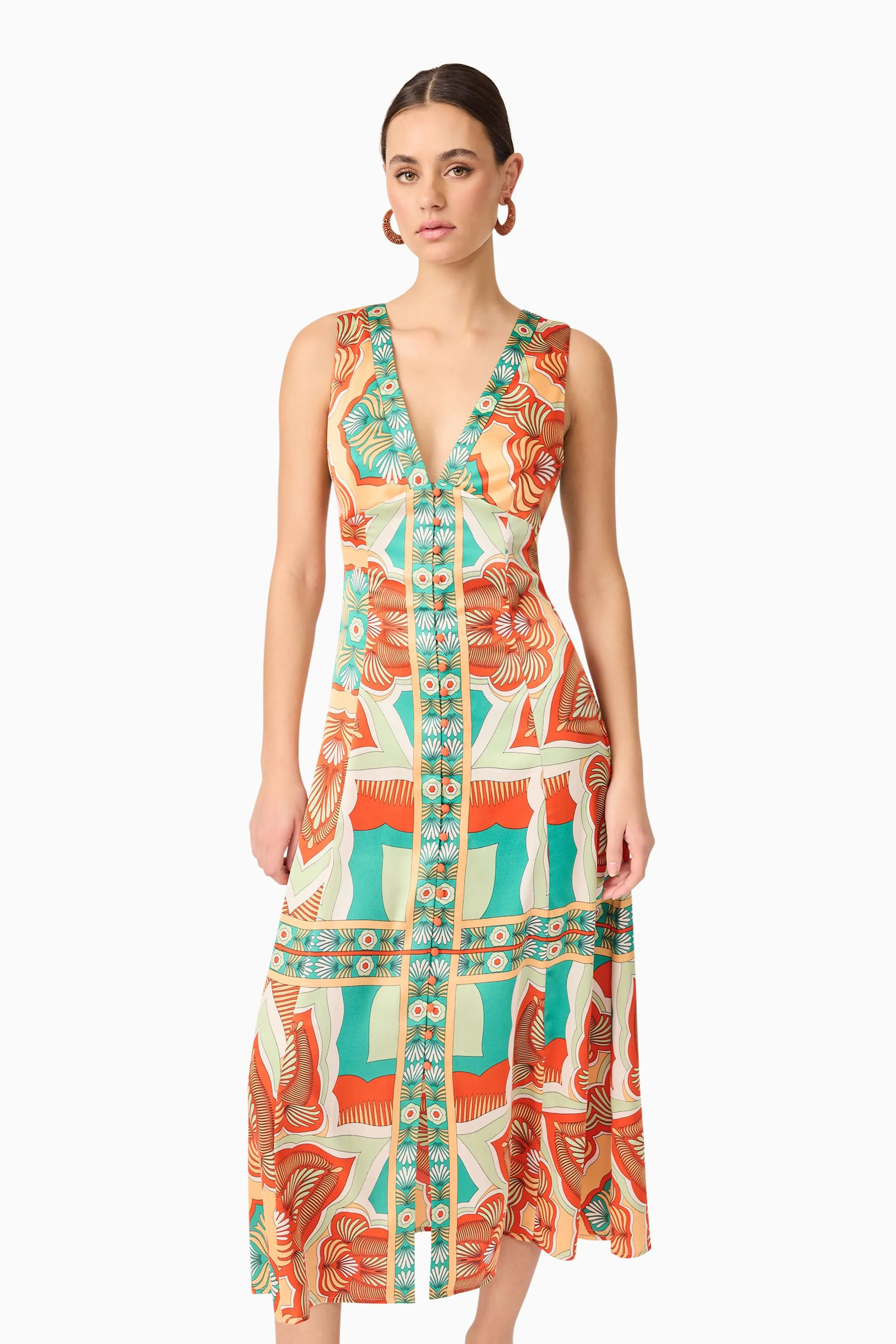 Neomi V Neck Midi Dress in Orange sold by Elliatt product image thumbnail 2
