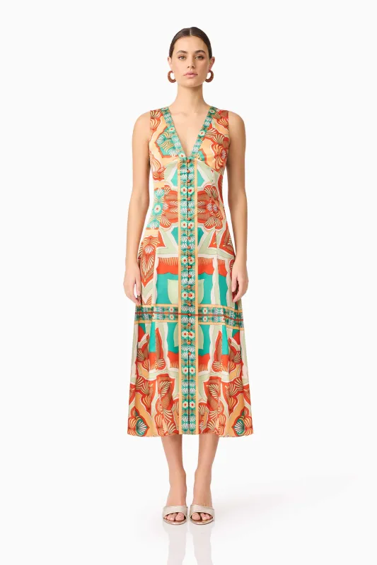 Neomi V Neck Midi Dress in Orange made by Elliatt