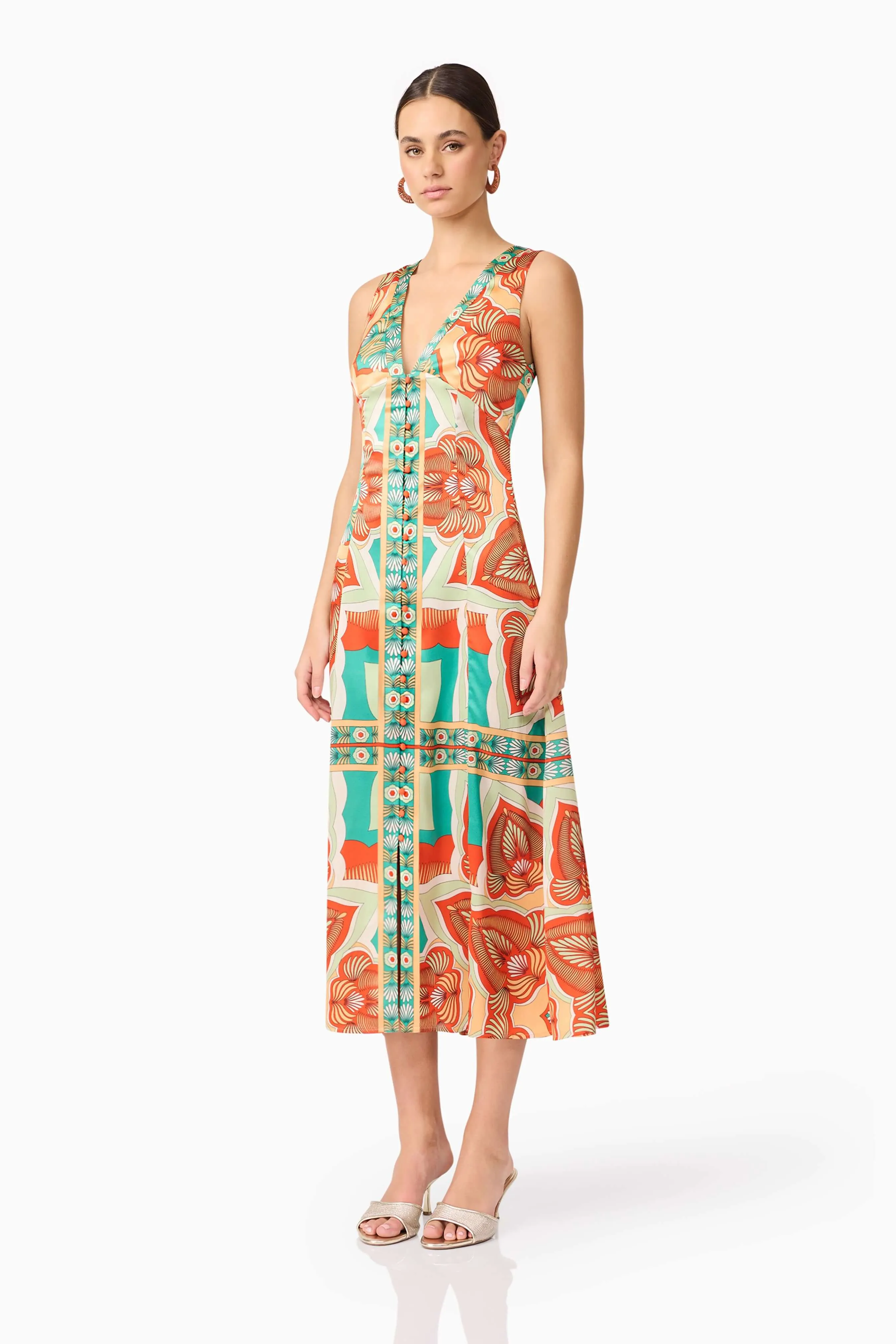 Neomi V Neck Midi Dress in Orange sold by Elliatt product image thumbnail 3