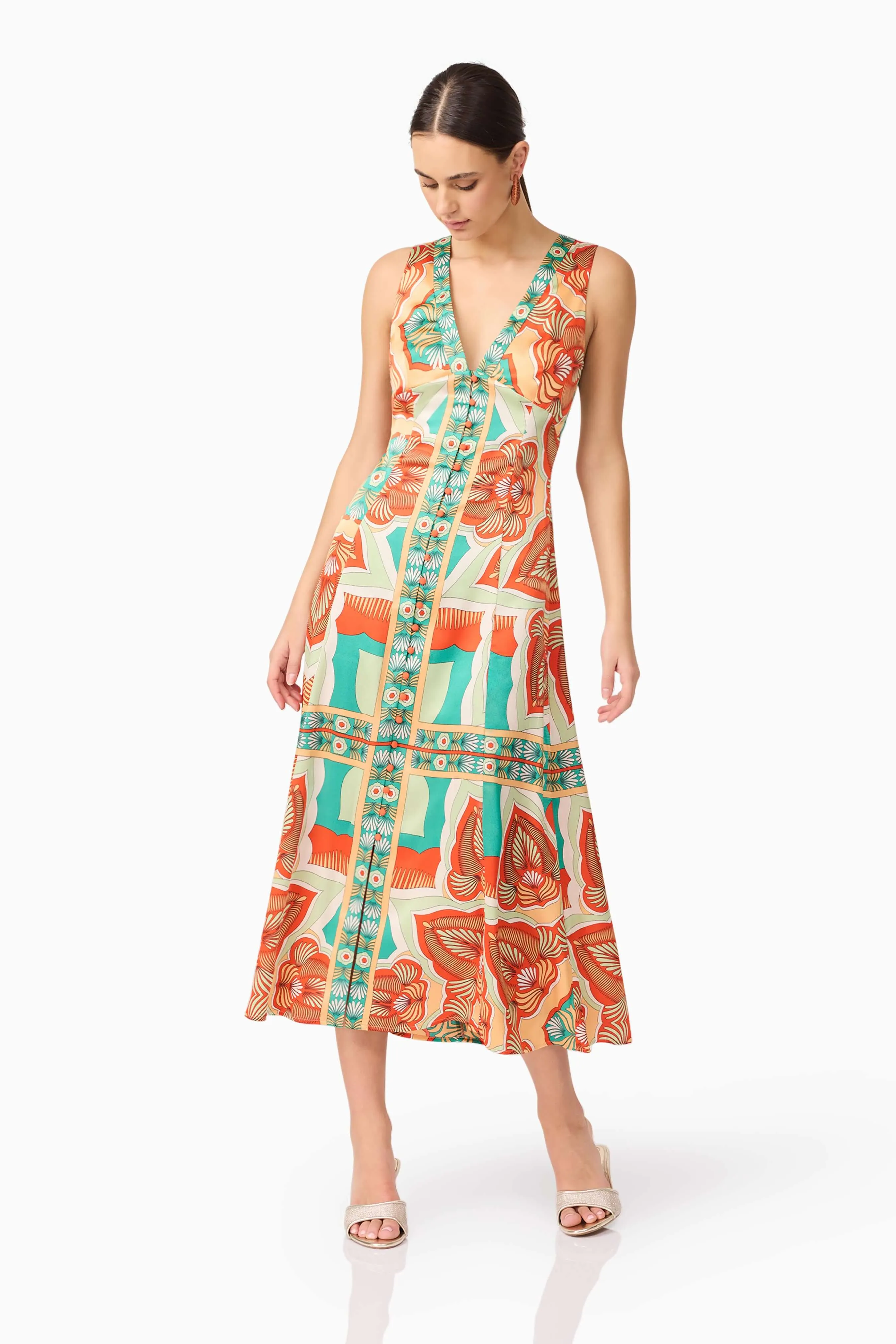 Neomi V Neck Midi Dress in Orange sold by Elliatt product image thumbnail 5