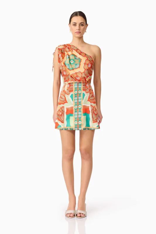 Neomi One Shoulder Mini Dress in Orange sold by Elliatt