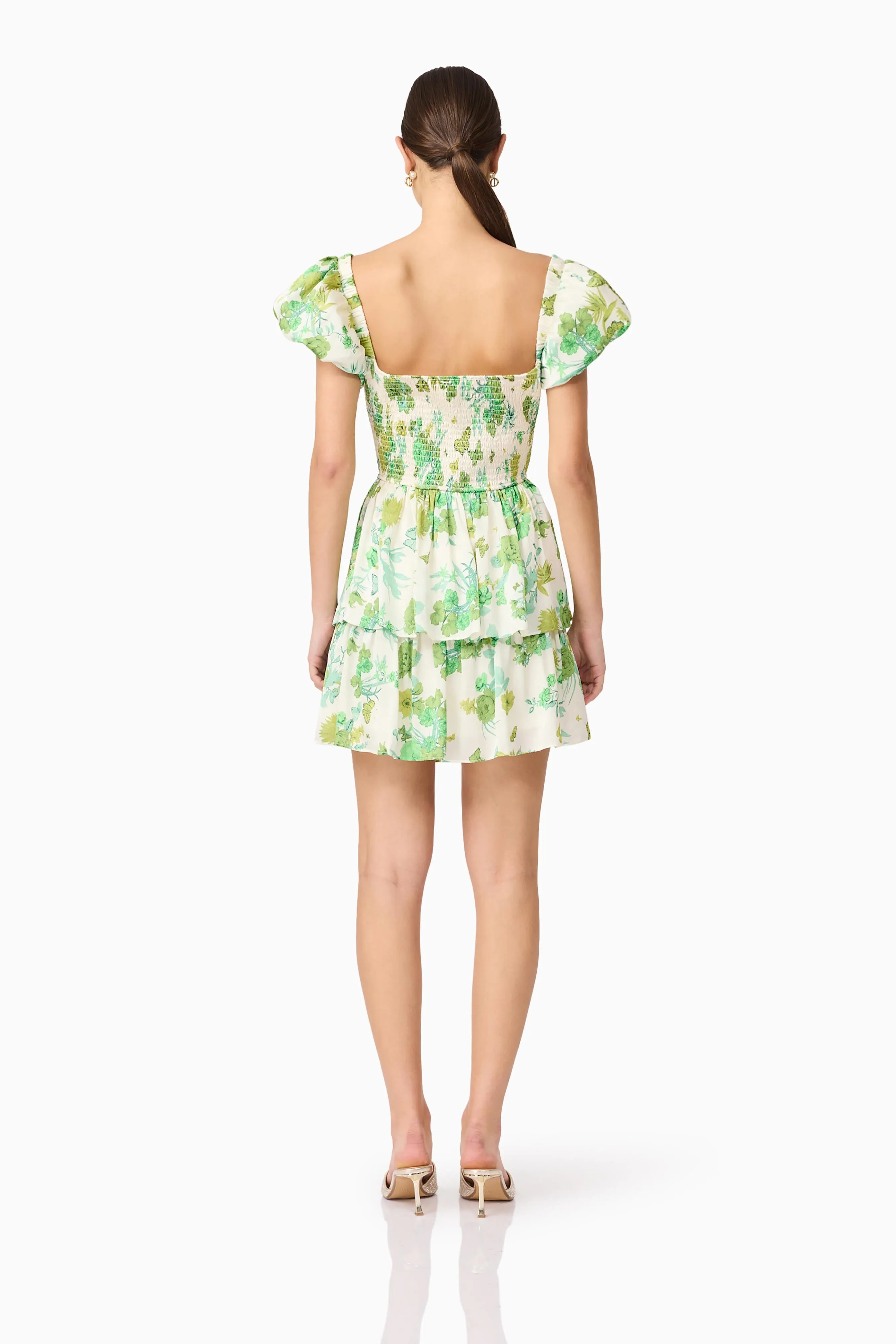 Tess Puff Sleeve Mini Dress in Green sold by Elliatt product image thumbnail 5