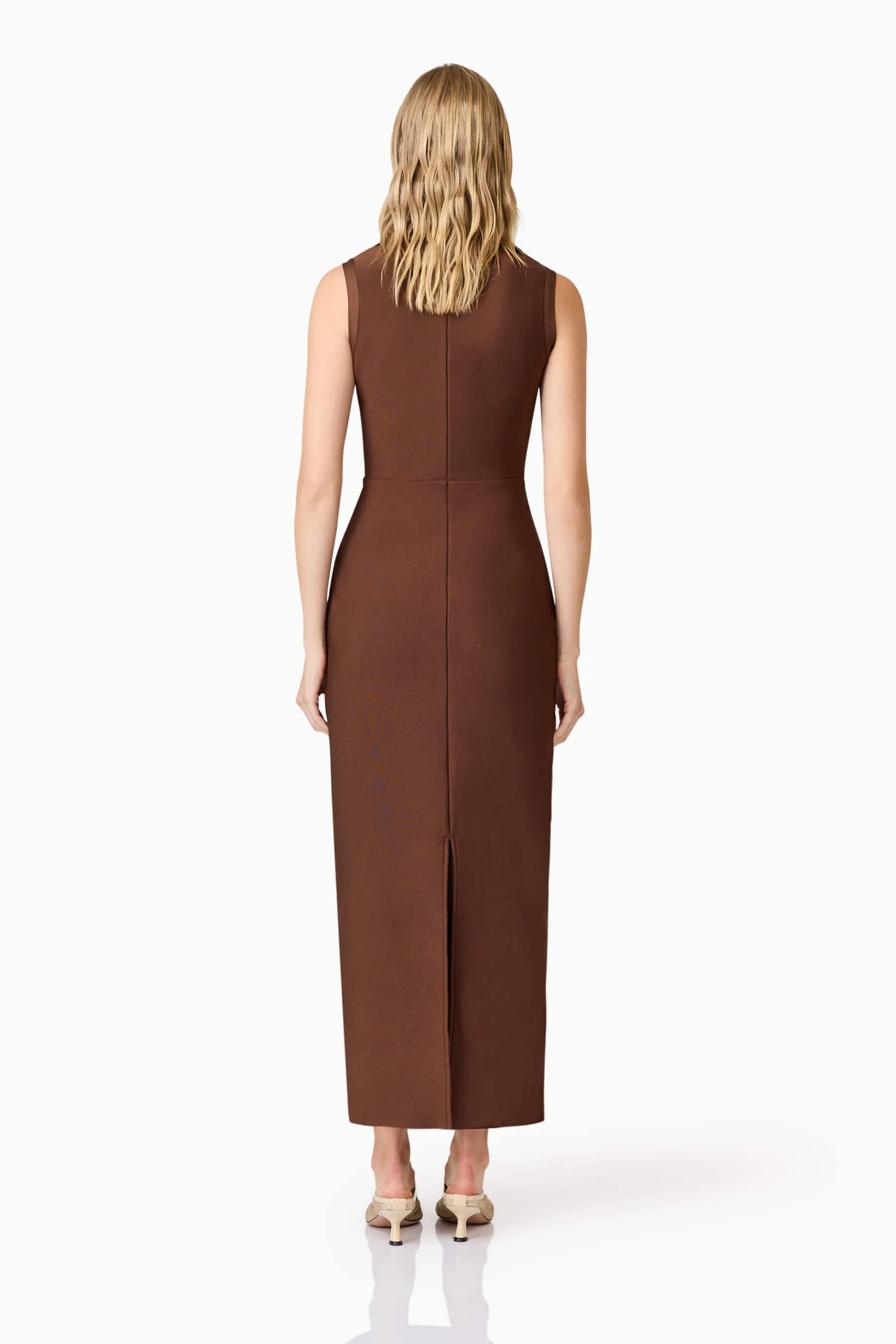 CURAAE Khloe Crepe Knit Midi Dress in Brown sold by Elliatt product image thumbnail 4